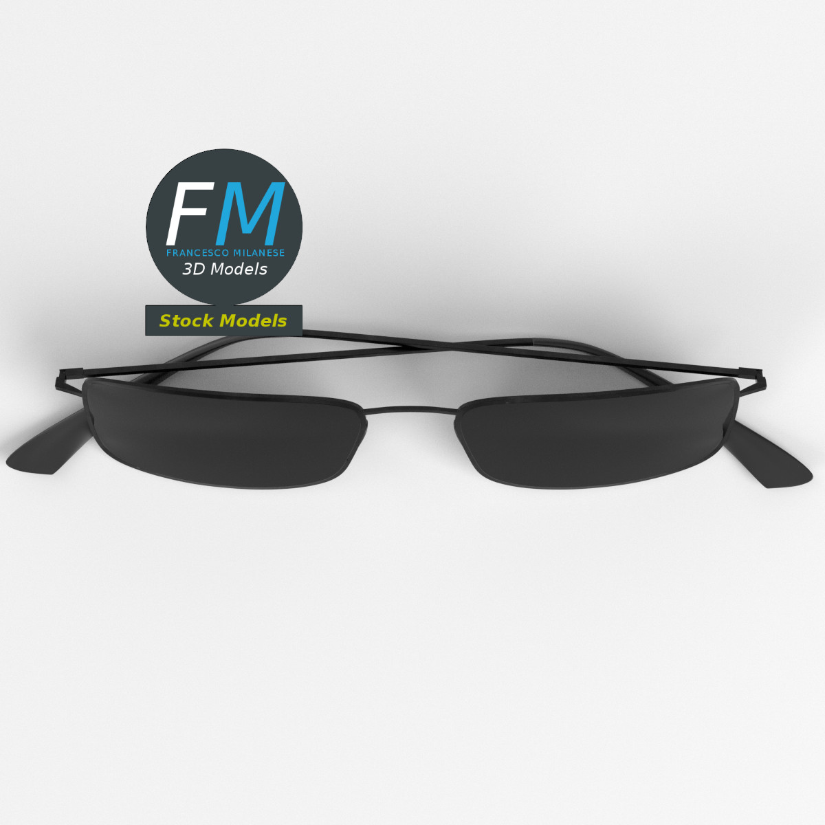3D-Modell - Rechteckige Vollrand-Sonnenbrille - 06