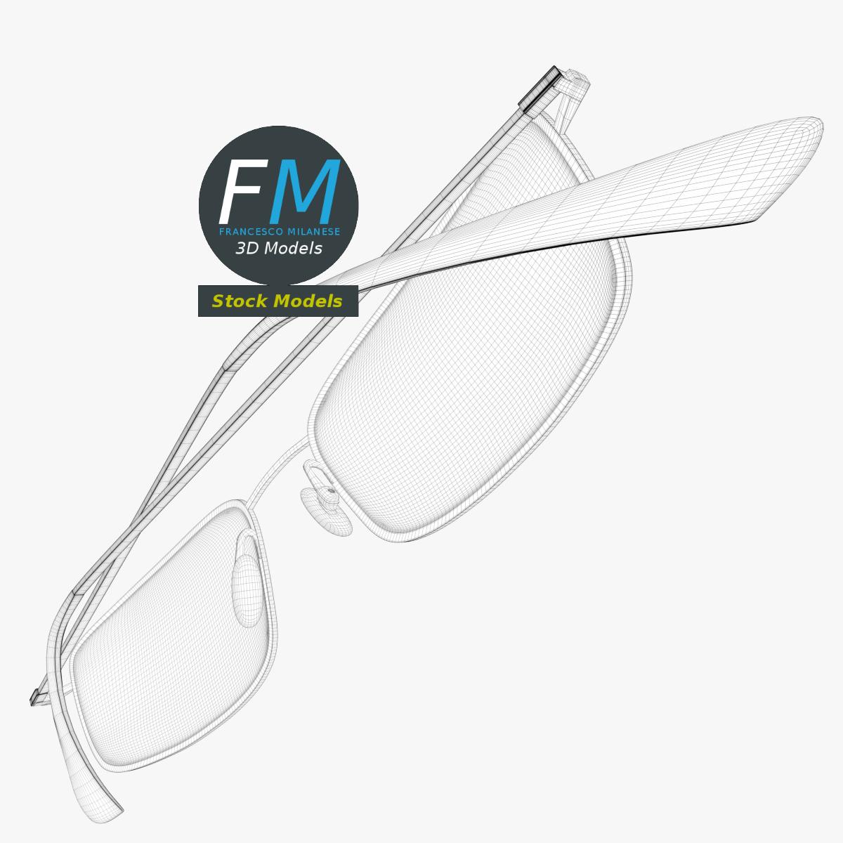 3D-Modell - Rechteckige Vollrand-Sonnenbrille - 07