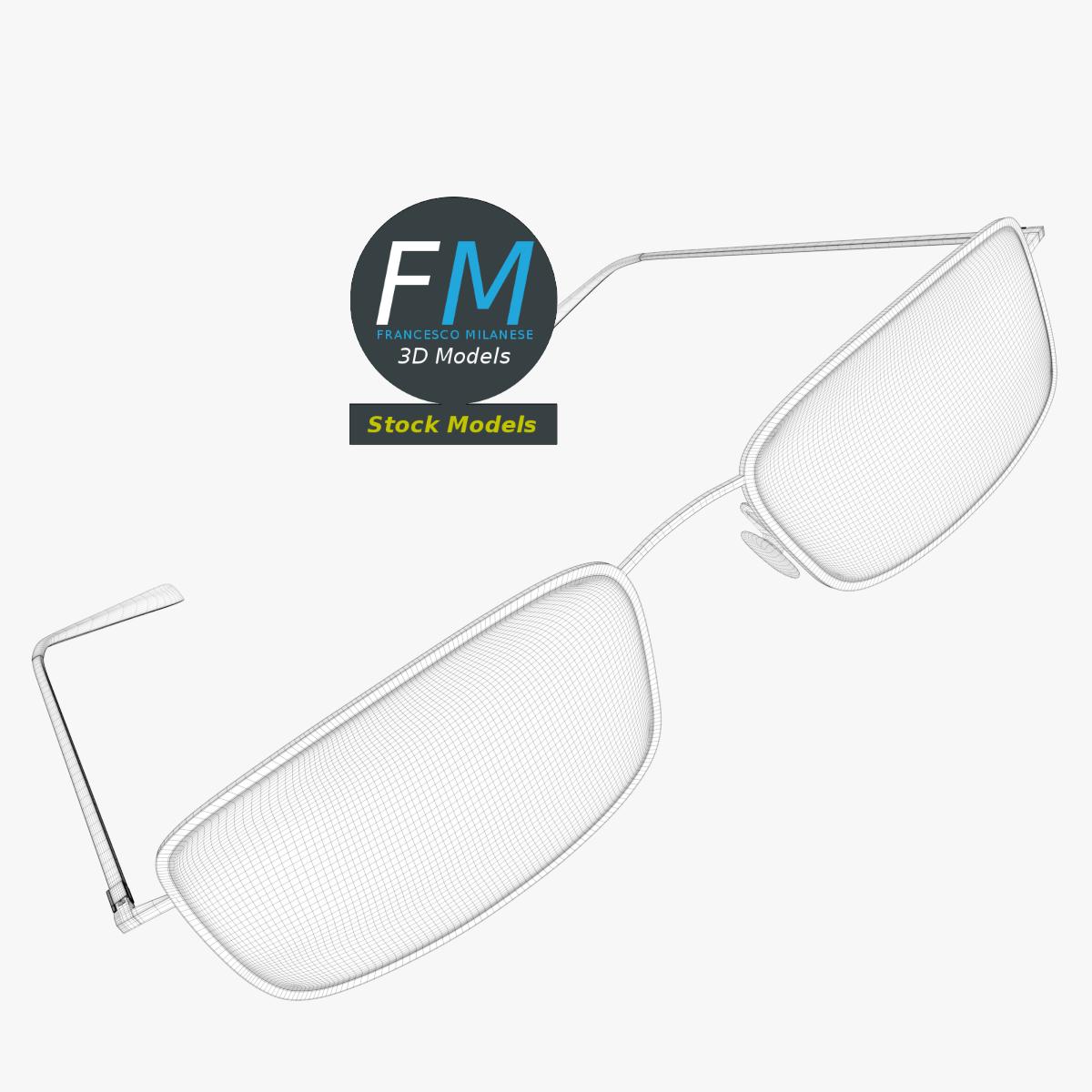 3D-Modell - Rechteckige Vollrand-Sonnenbrille - 08
