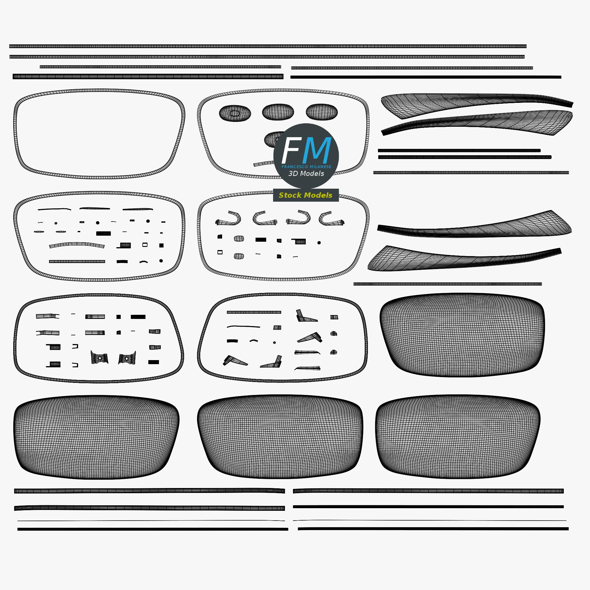 3D-Modell - Rechteckige Vollrand-Sonnenbrille - 11 3D-Modell - Rechteckige Vollrand-Sonnenbrille - 11