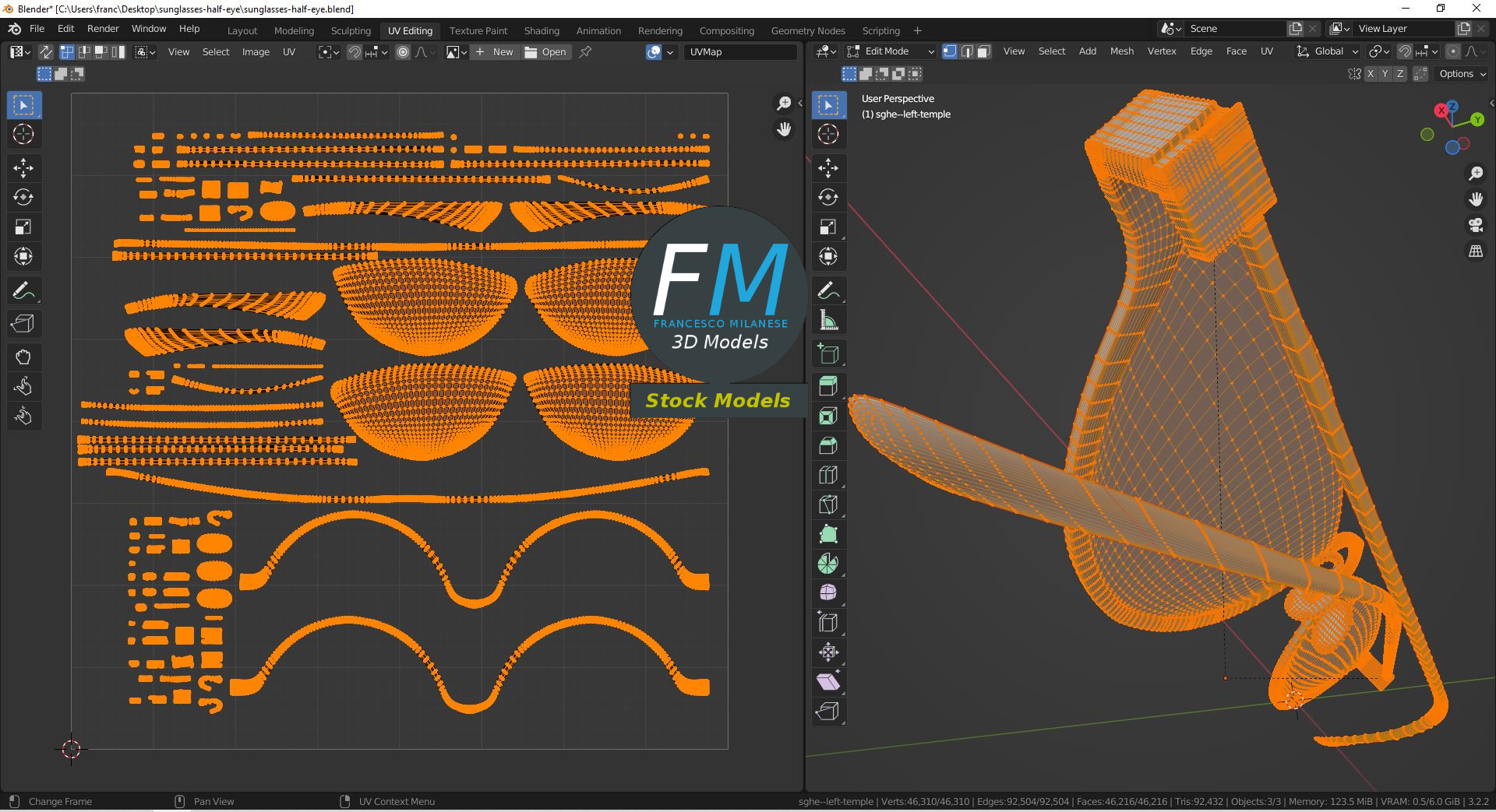 3D-Modell - Half-Eye-Sonnenbrille - 10