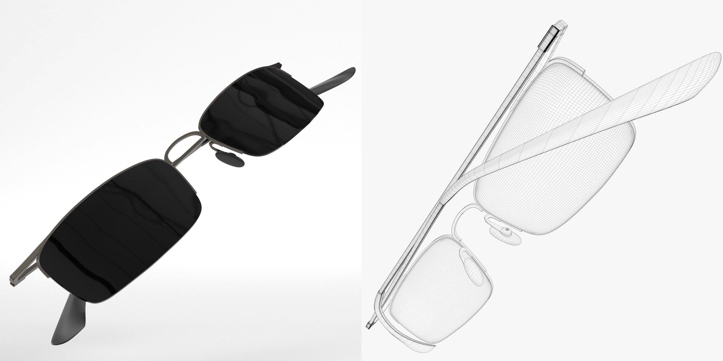 3D-Modell - Quadratische Halbrand-Sonnenbrille