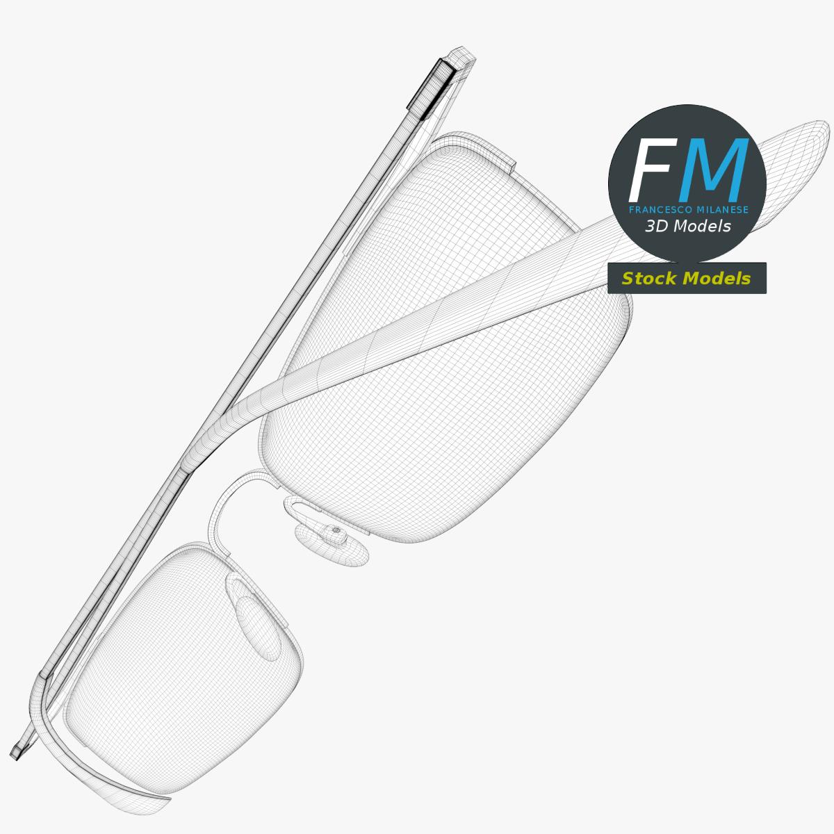 3D-Modell - Quadratische Halbrand-Sonnenbrille - 07