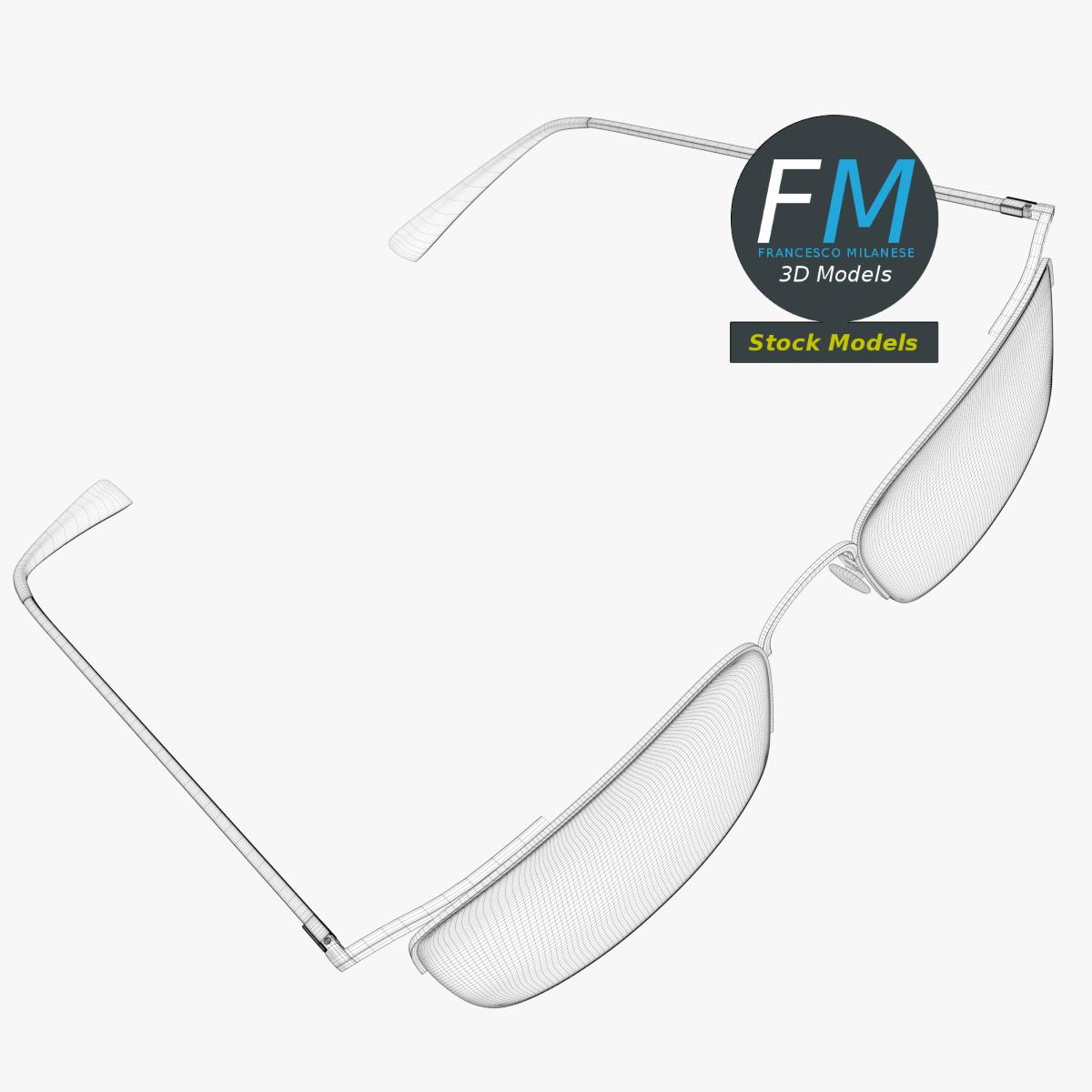 3D-Modell - Quadratische Halbrand-Sonnenbrille - 08