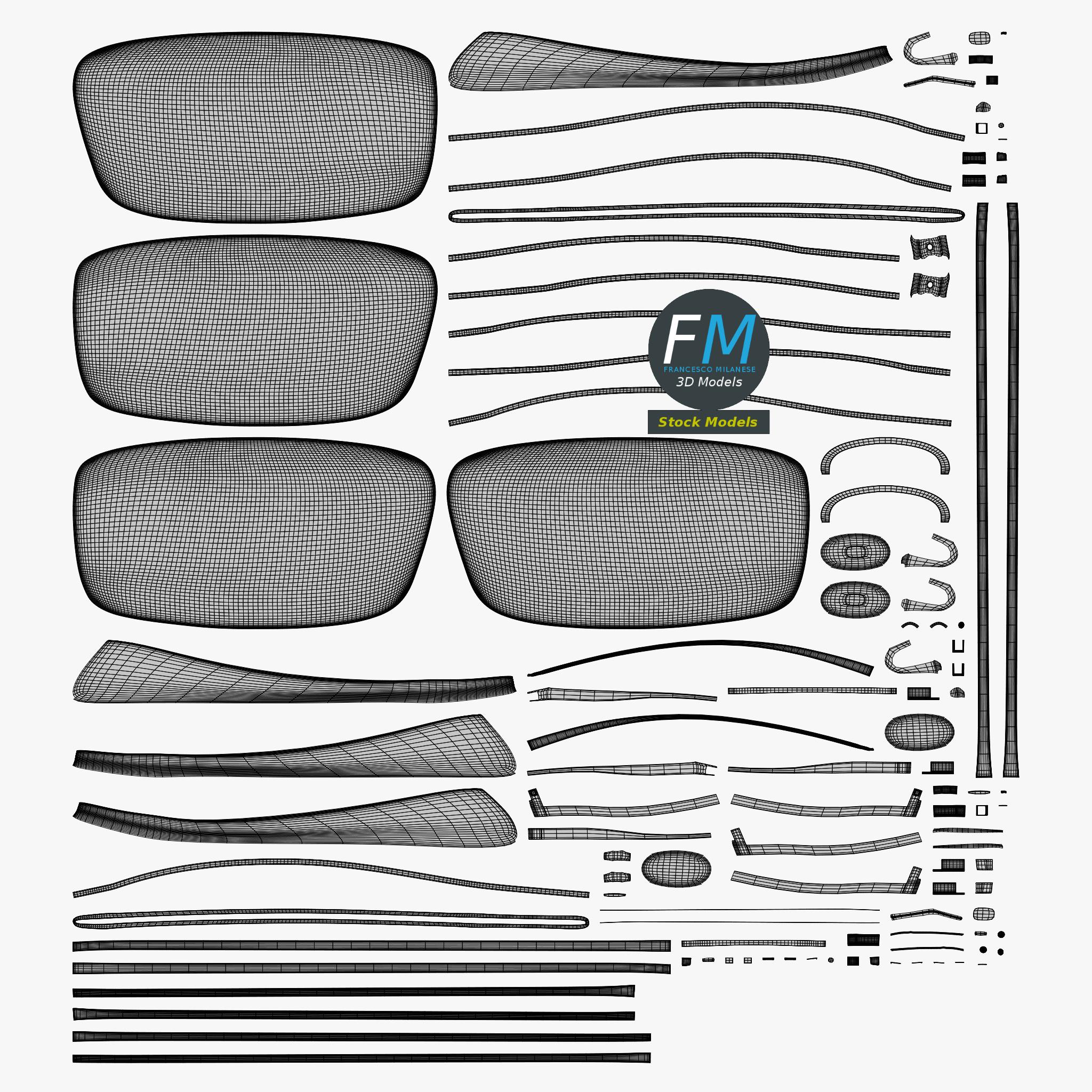 3D-Modell - Quadratische Halbrand-Sonnenbrille - 11 3D-Modell - Quadratische Halbrand-Sonnenbrille - 11