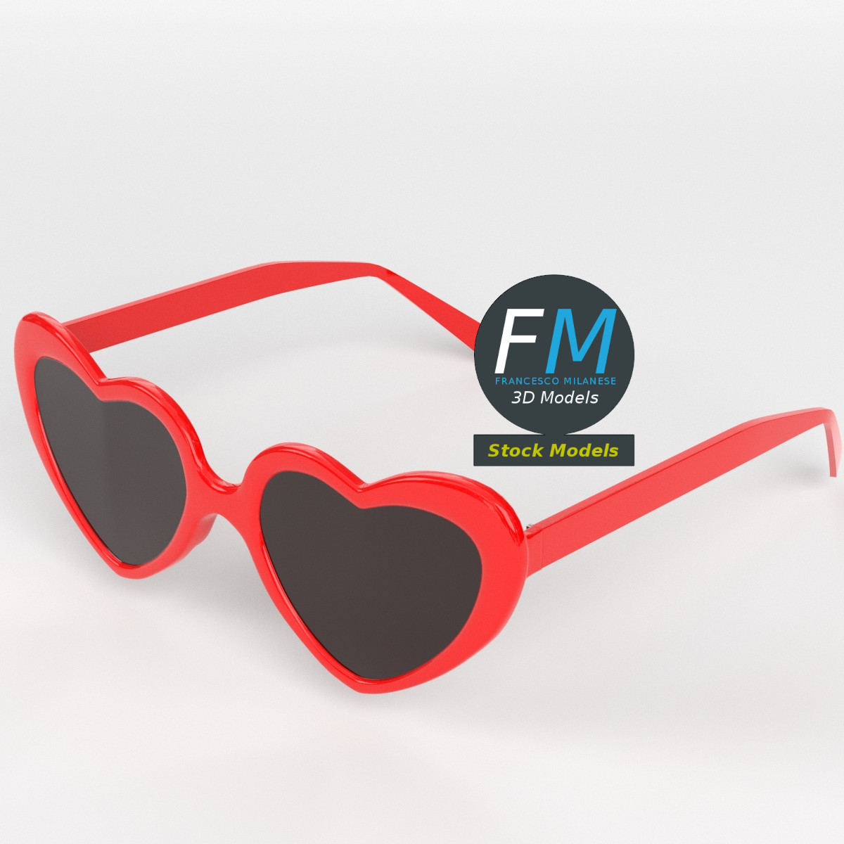 3D-Modell - Herzförmige Sonnenbrille - 02