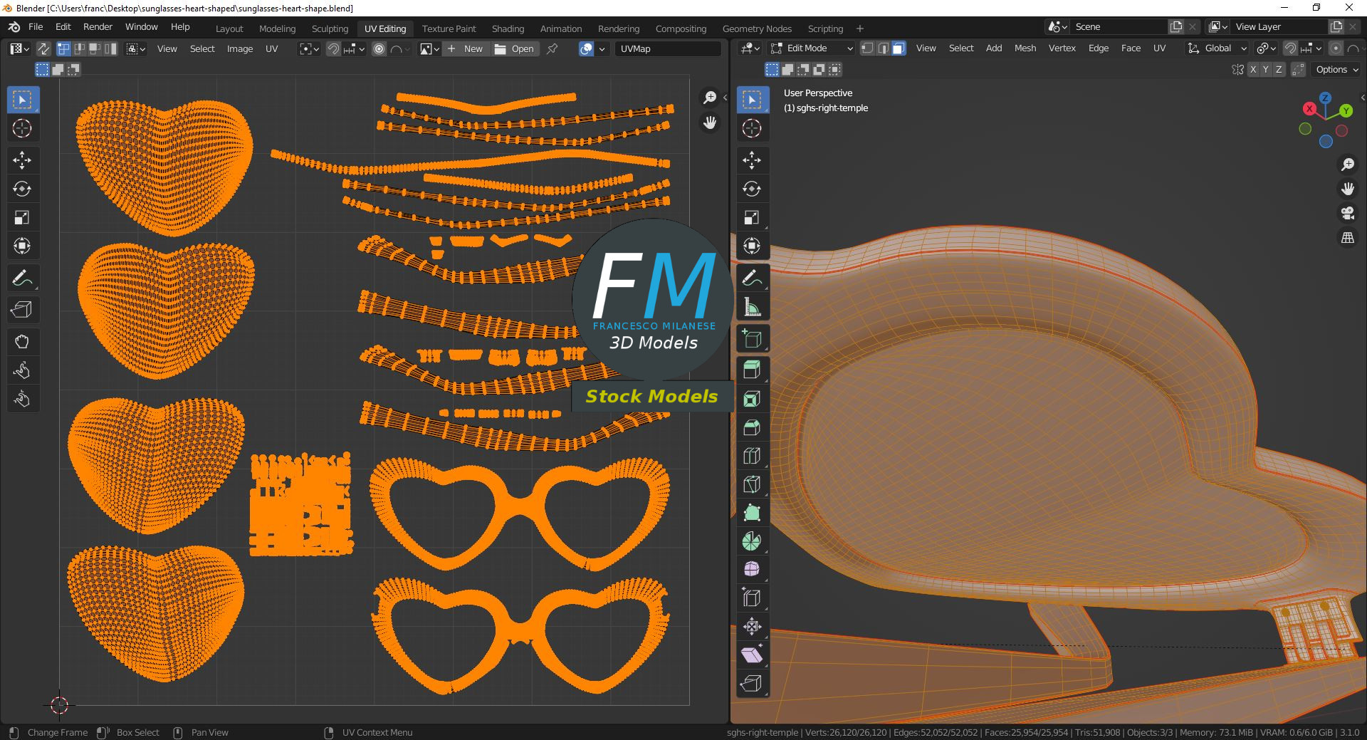 3D-Modell - Herzförmige Sonnenbrille - 10