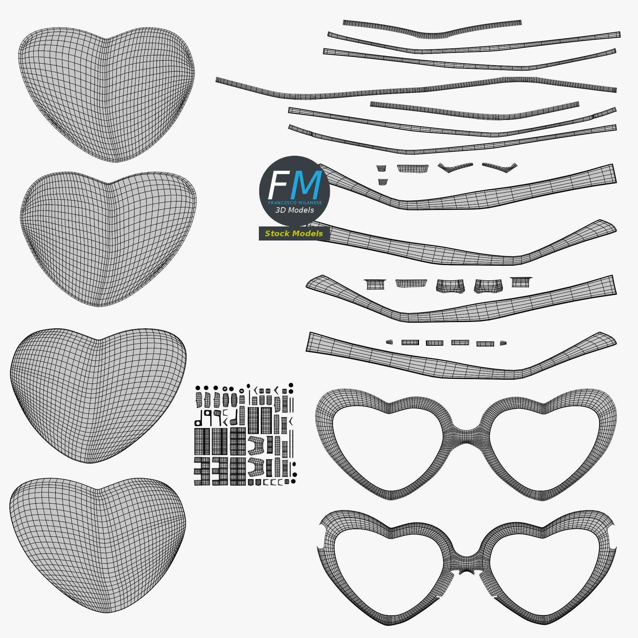 3D-Modell - Herzförmige Sonnenbrille - 11 3D-Modell - Herzförmige Sonnenbrille - 11