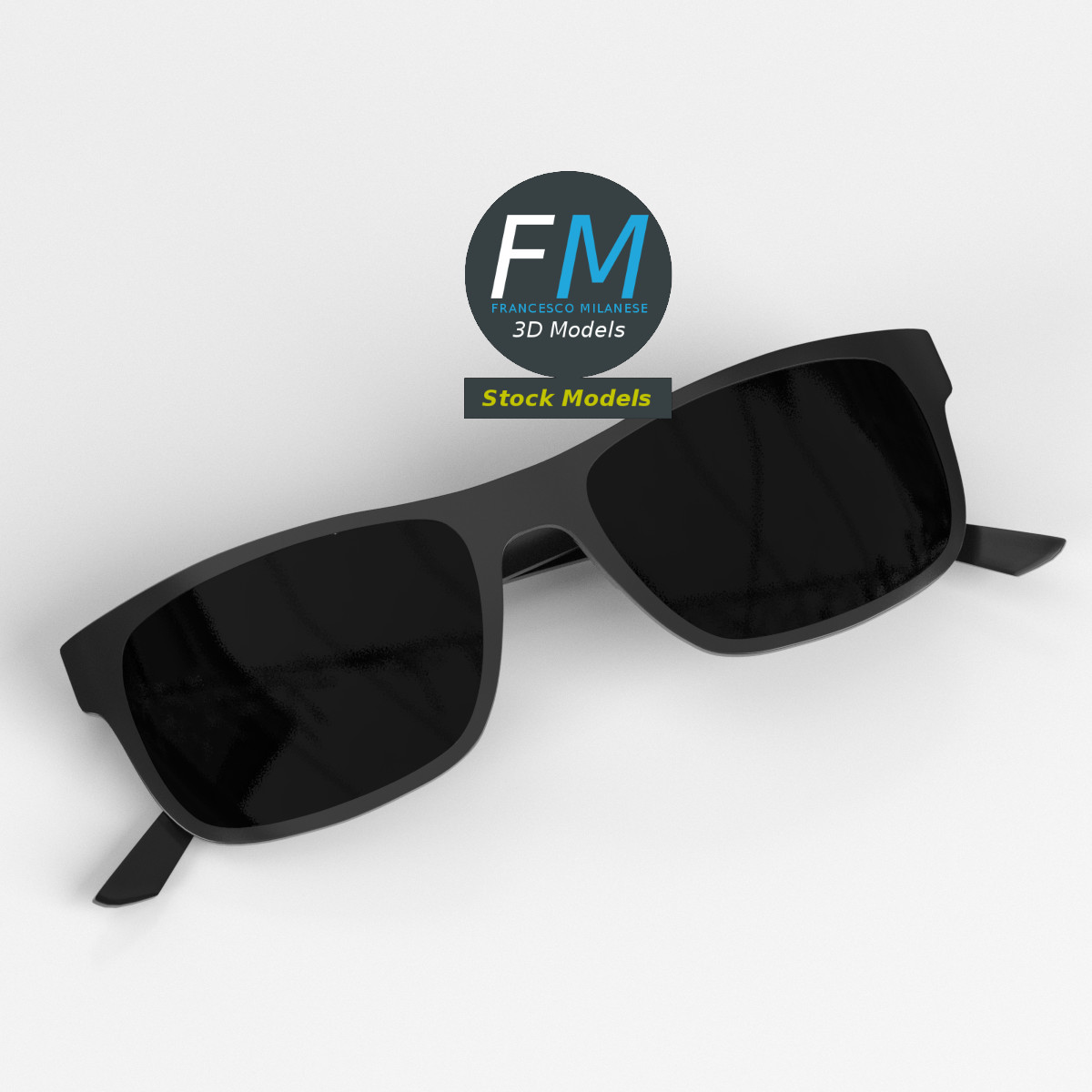 3D-Modell - Rechteckige Sonnenbrille - 01