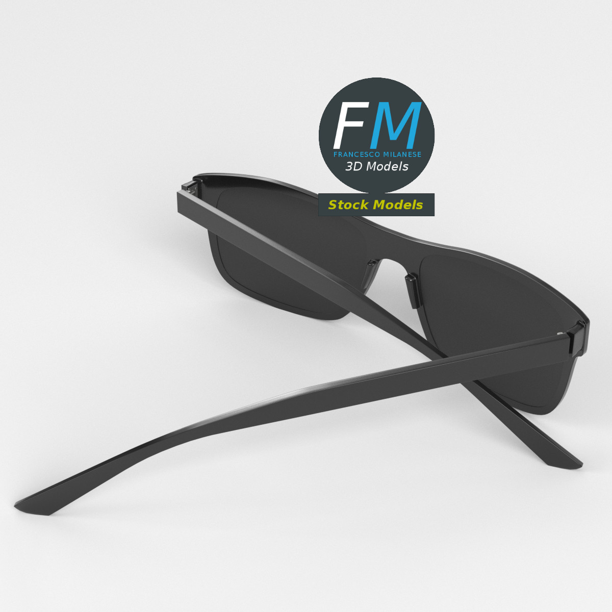 3D-Modell - Rechteckige Sonnenbrille - 02