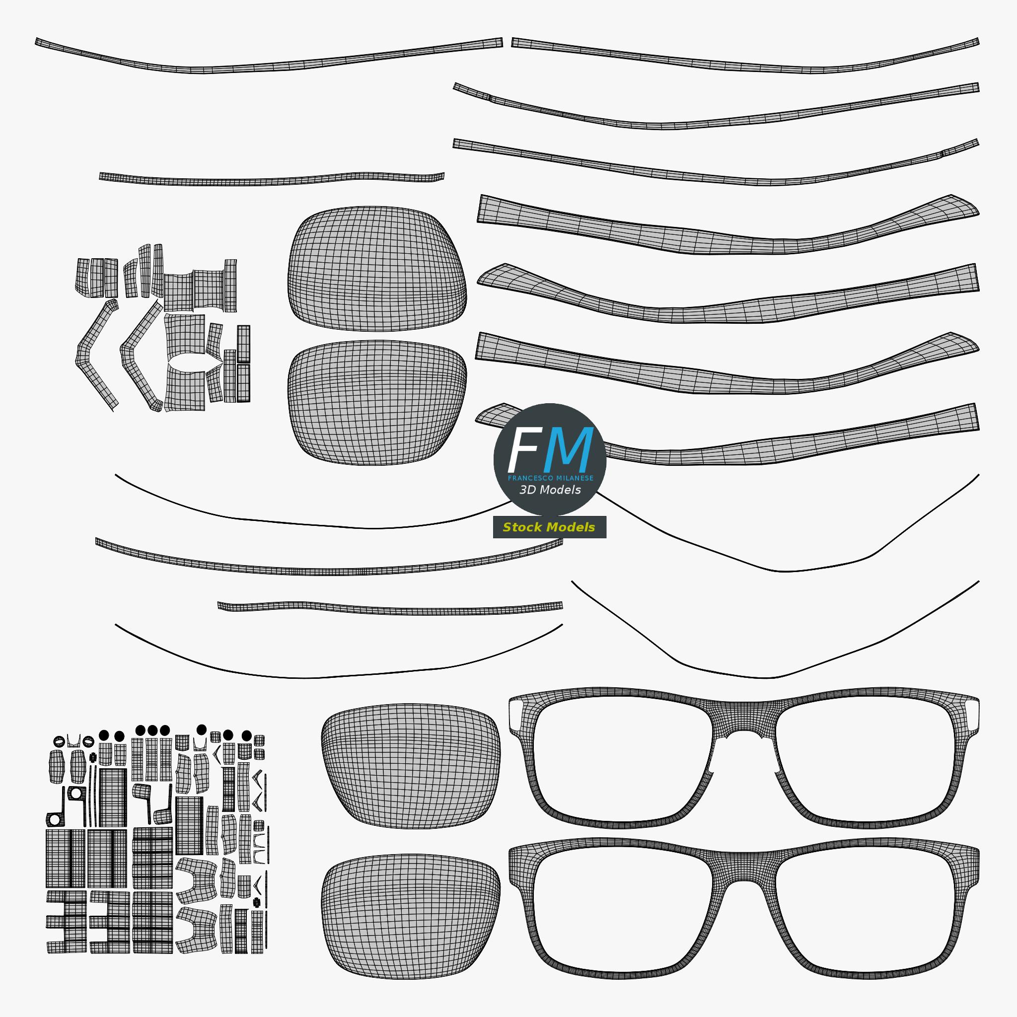 3D-Modell - Rechteckige Sonnenbrille - 11 3D-Modell - Rechteckige Sonnenbrille - 11