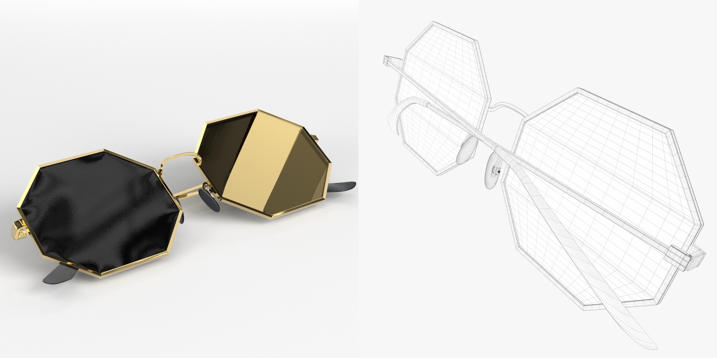 3D-Modell - Achteckige Sonnenbrille