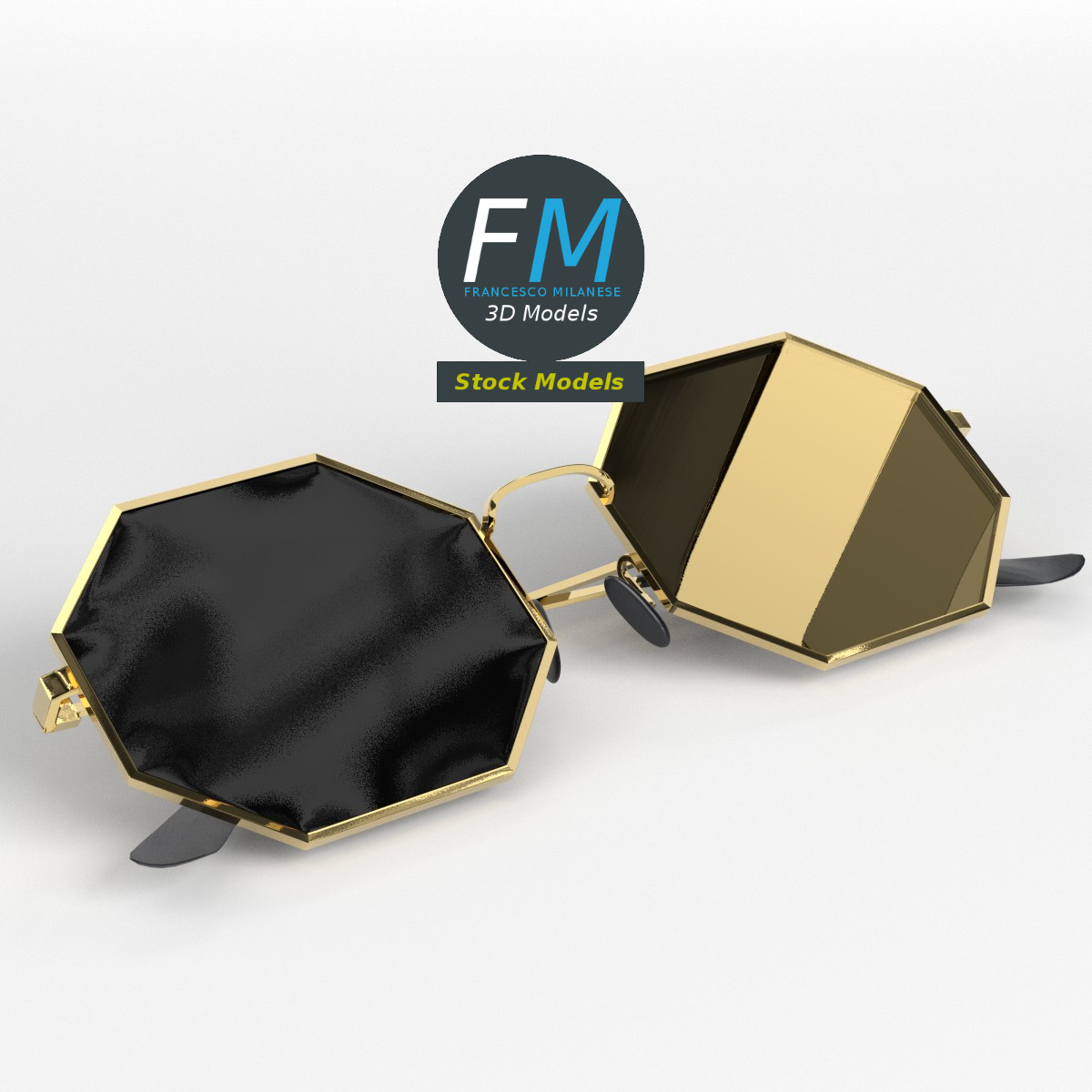 3D-Modell - Achteckige Sonnenbrille - 01