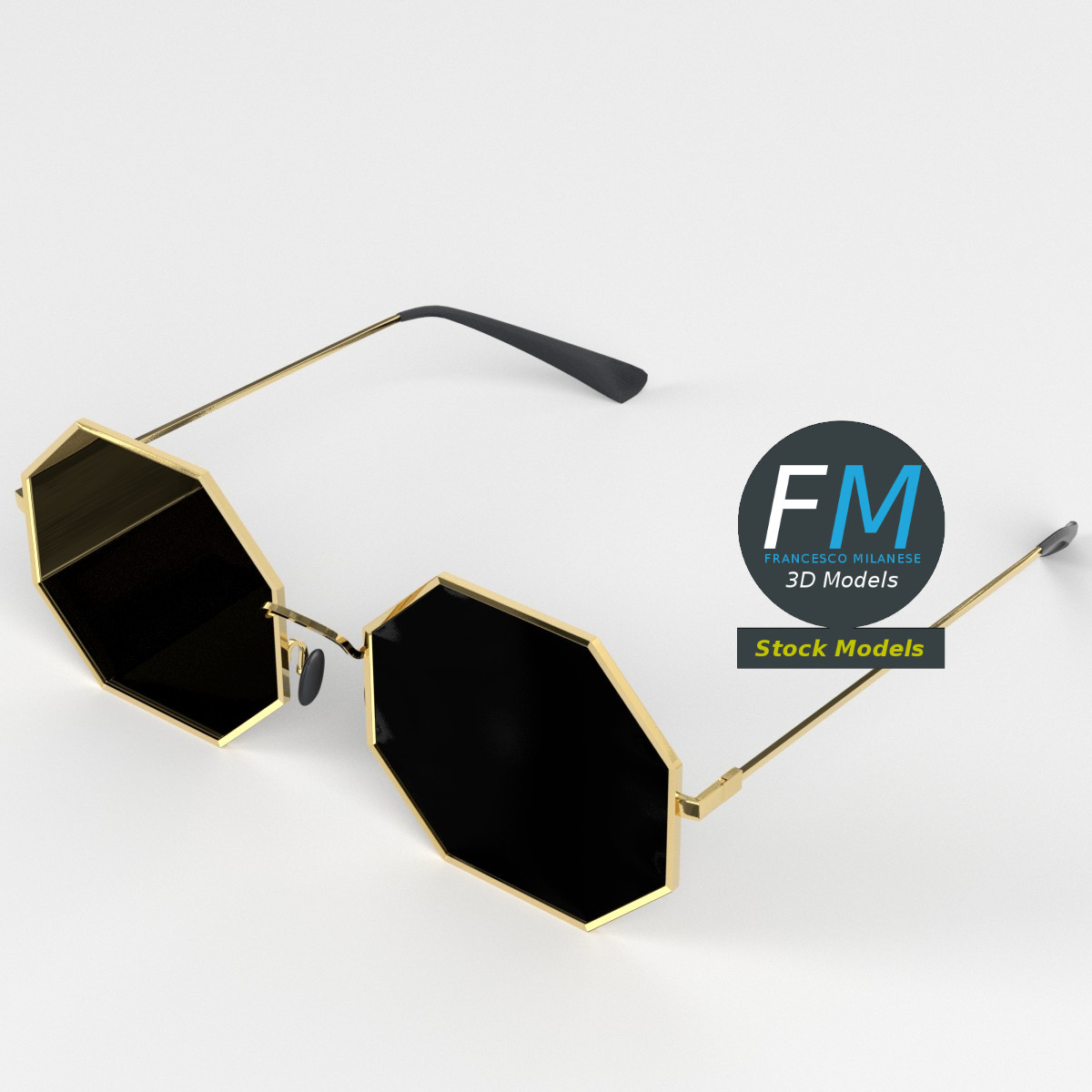3D-Modell - Achteckige Sonnenbrille - 02