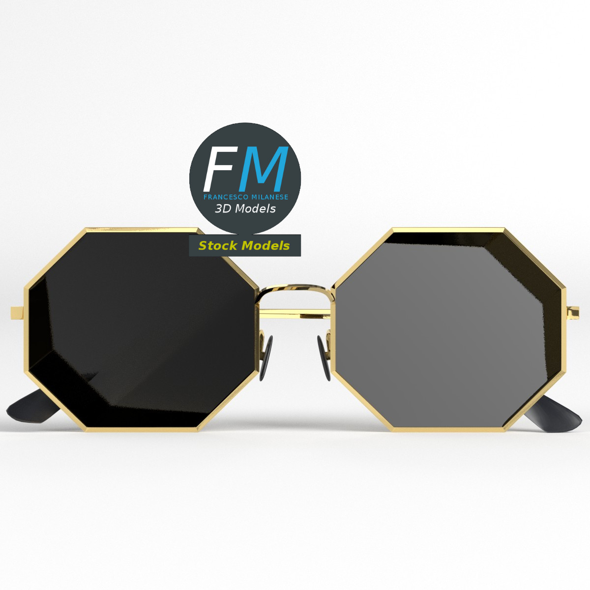 3D-Modell - Achteckige Sonnenbrille - 03
