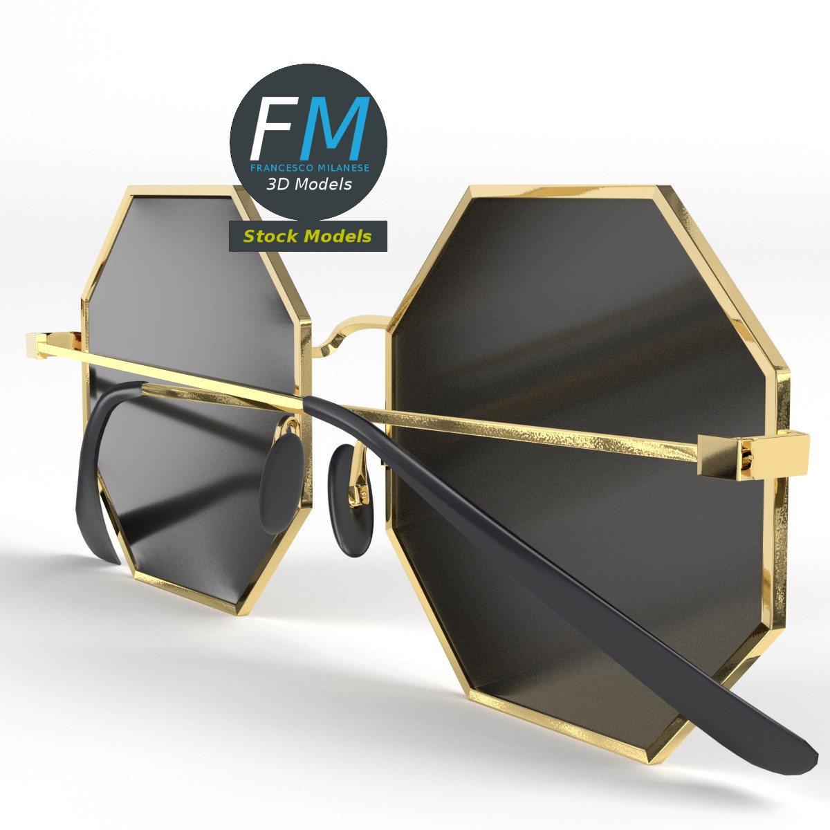 3D-Modell - Achteckige Sonnenbrille - 04
