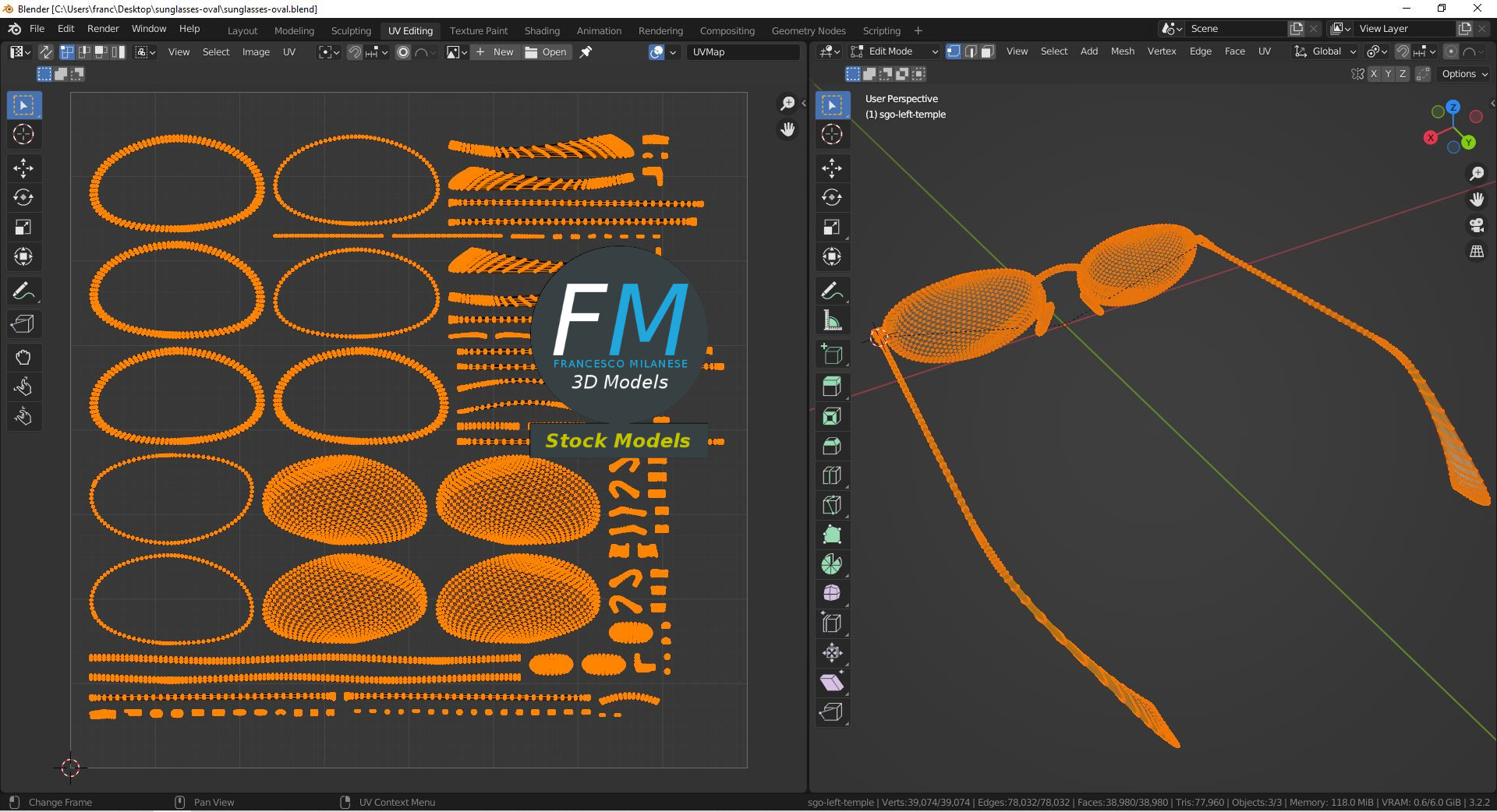 3D-Modell - Ovale Sonnenbrille - 10