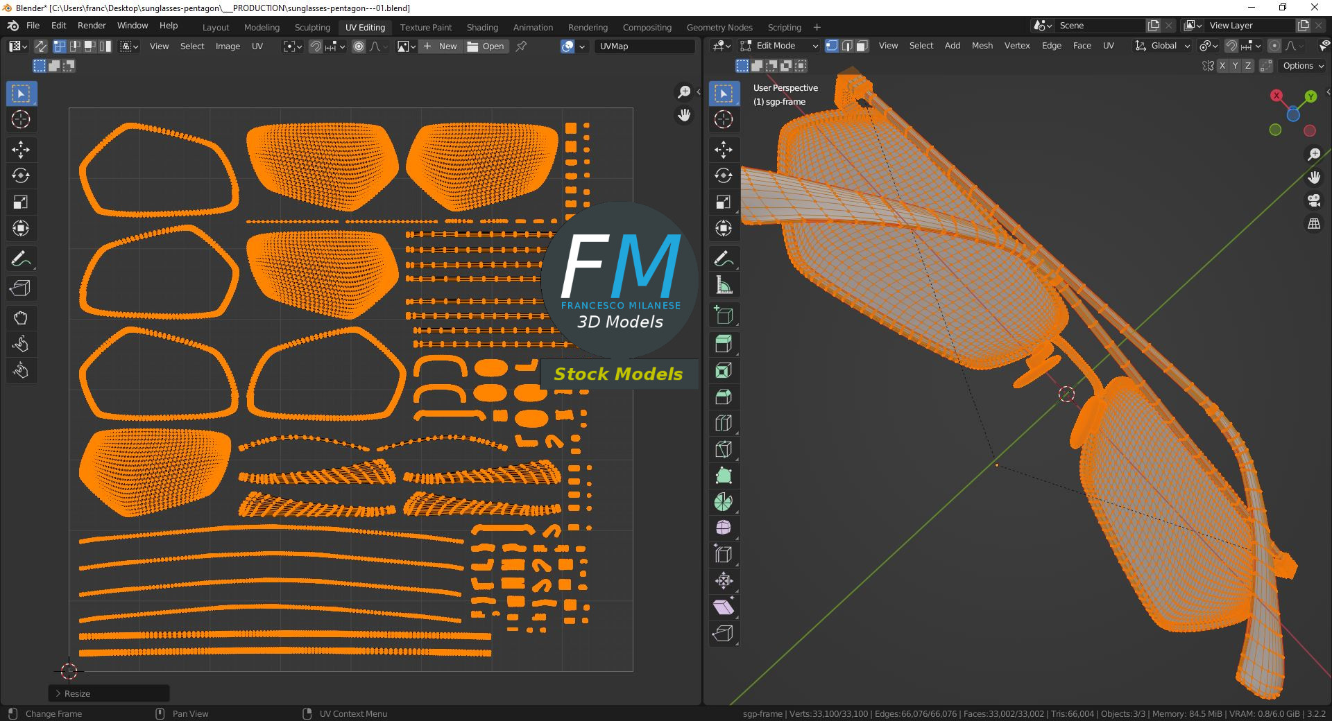 3D-Modell - Fünfeckige Sonnenbrille - 10