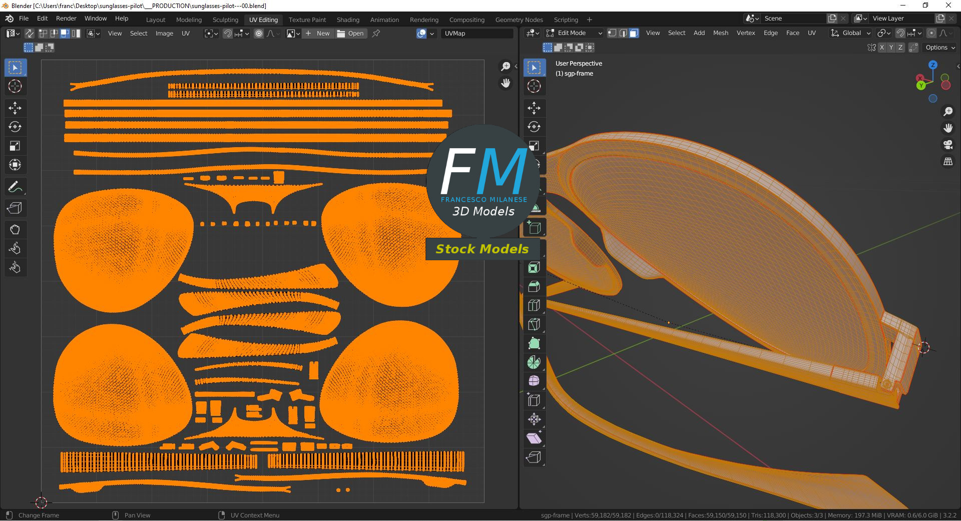 3D-Modell - Piloten-Sonnenbrille - 10