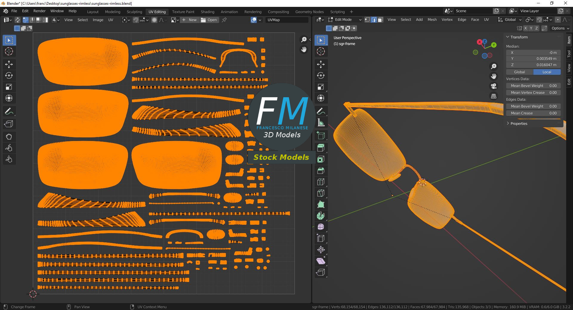 3D-Modell - Randlose Sonnenbrille - 10