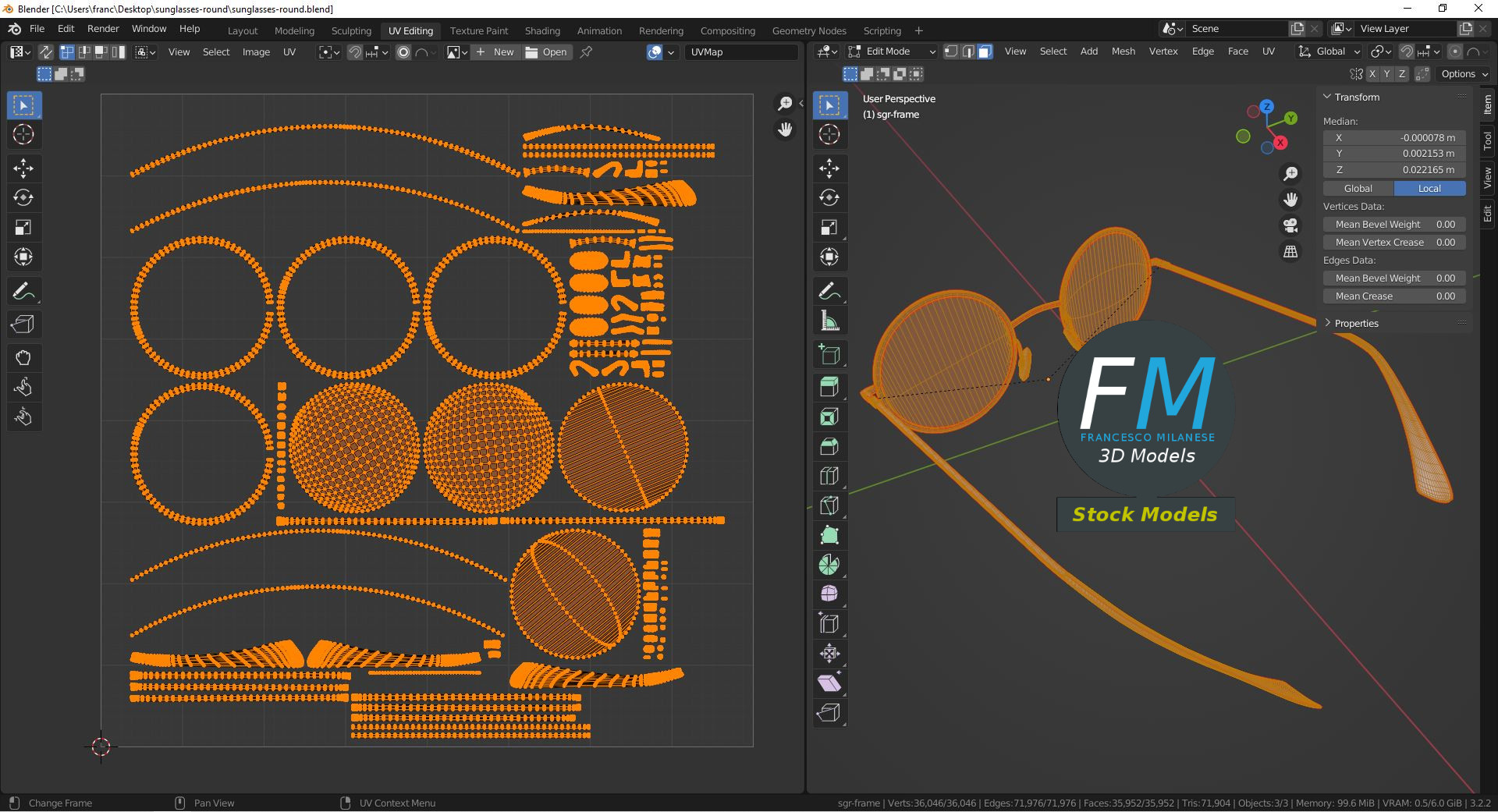3D-Modell - Runde Sonnenbrille - 10