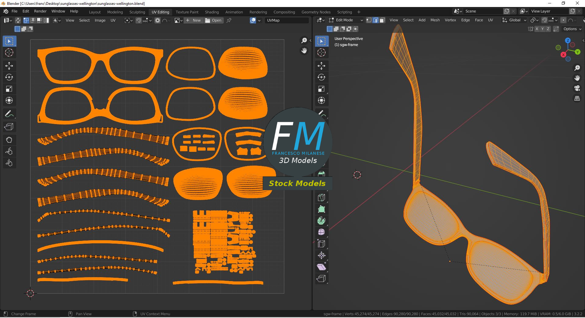 3D-Modell - Wellington-Sonnenbrille - 10