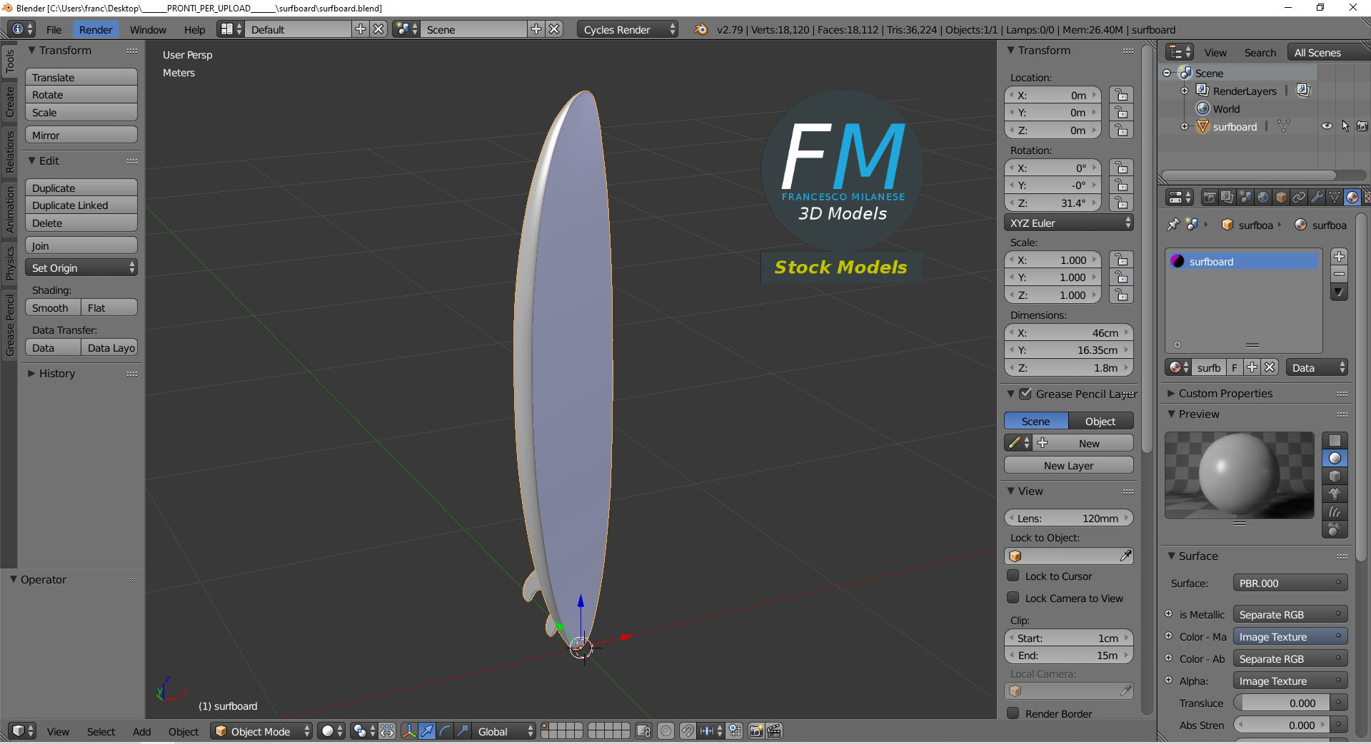 3D-Modell - Surfbrett - 09