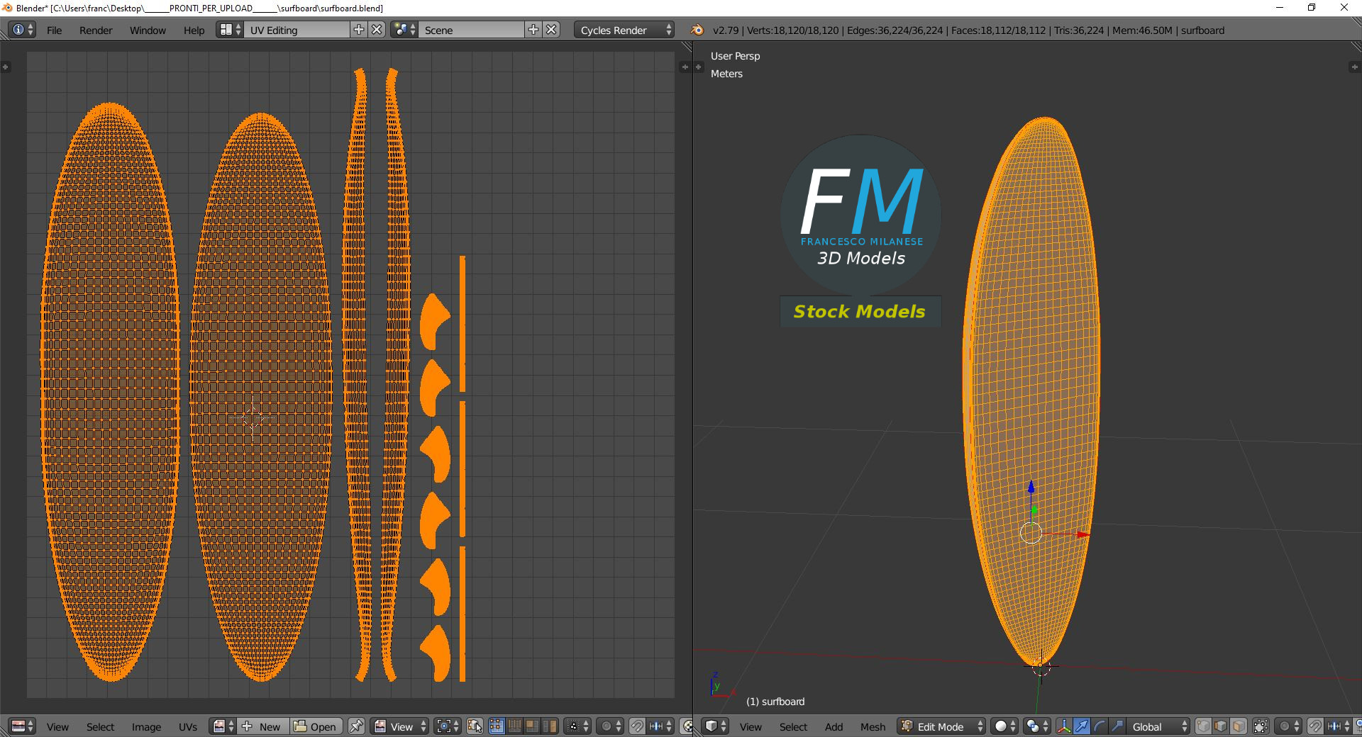 3D-Modell - Surfbrett - 10