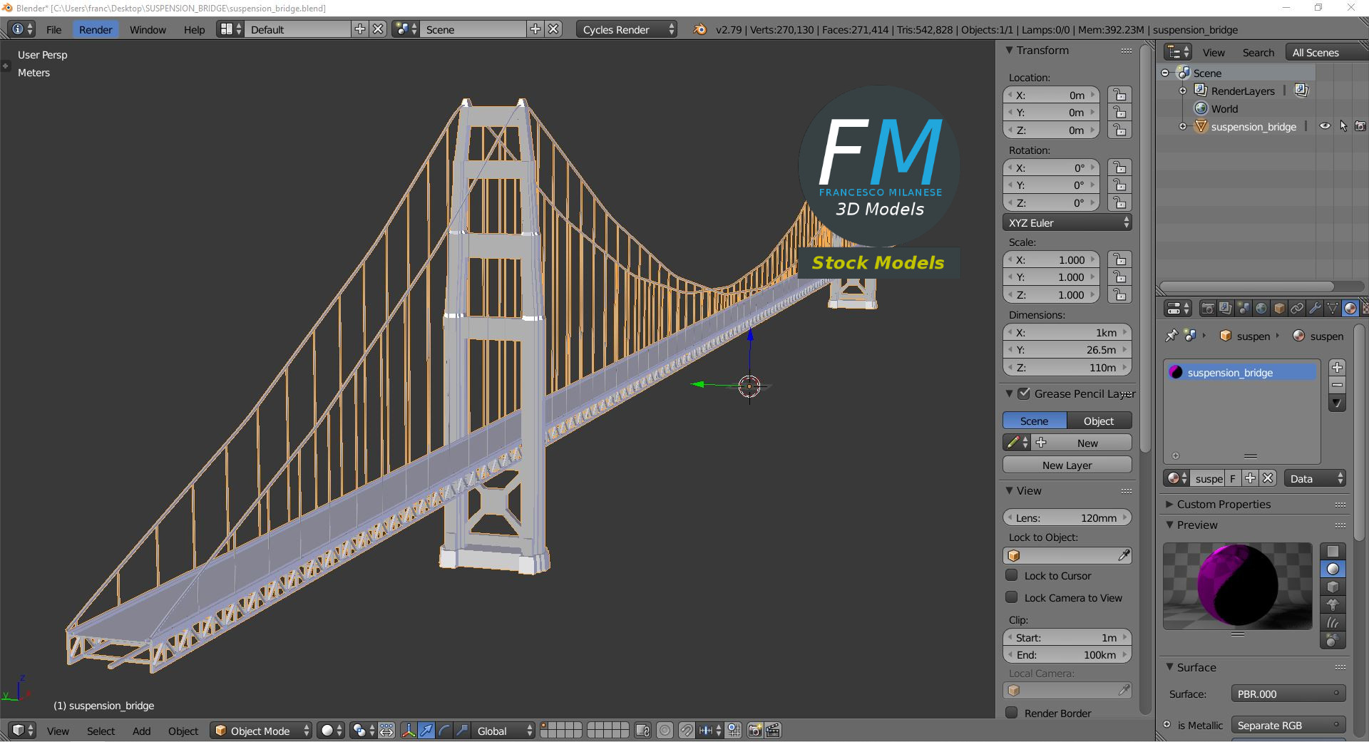 3D-Modell - Hängebrücke - 09