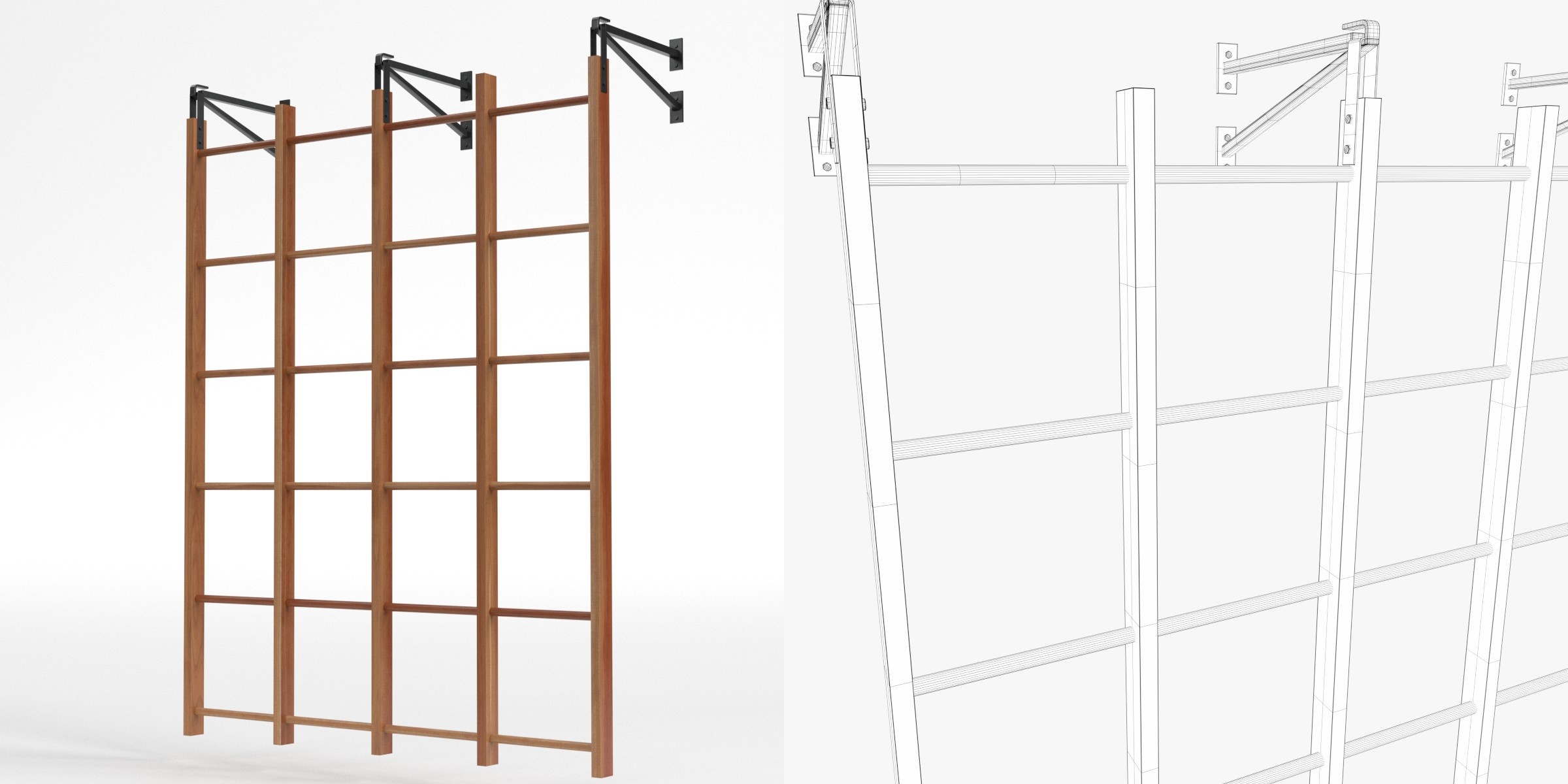 3D-Modell - Schwenkbare Sprossenwand