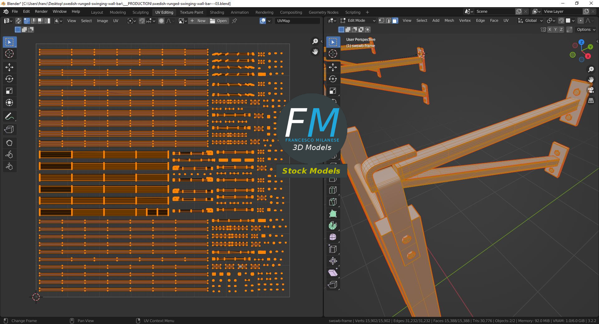 3D-Modell - Schwenkbare Sprossenwand - 10