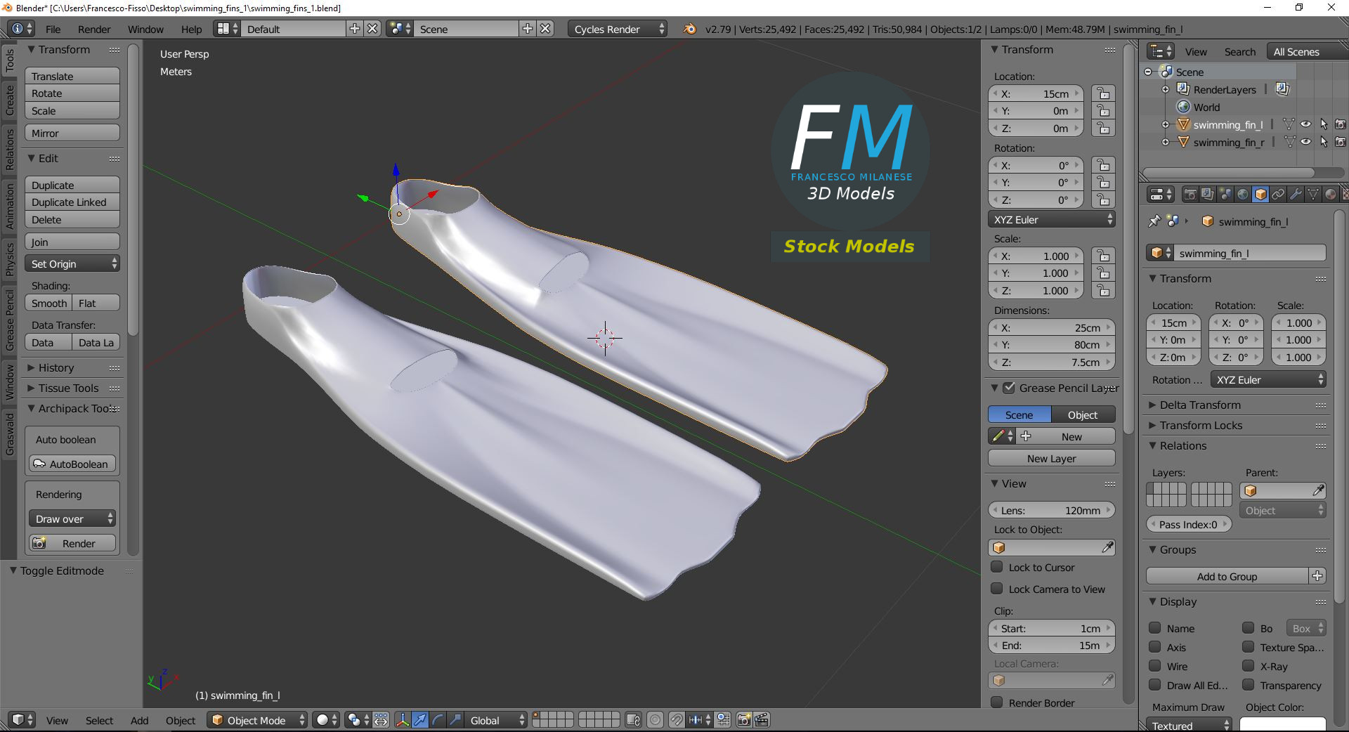 3D-Modell - Schwimmflossen - 09