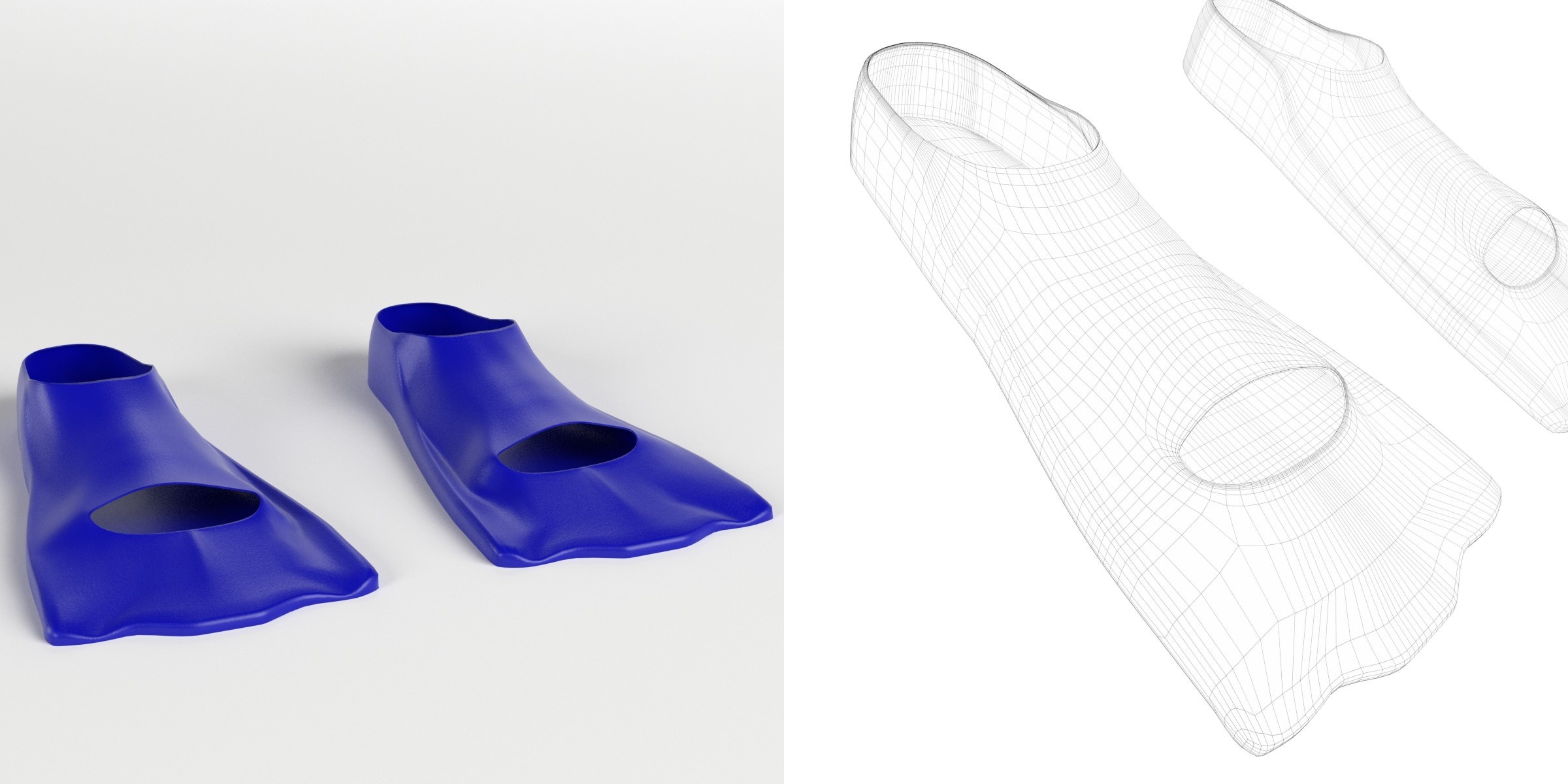 3D-Modell - Kurze Schwimmflossen