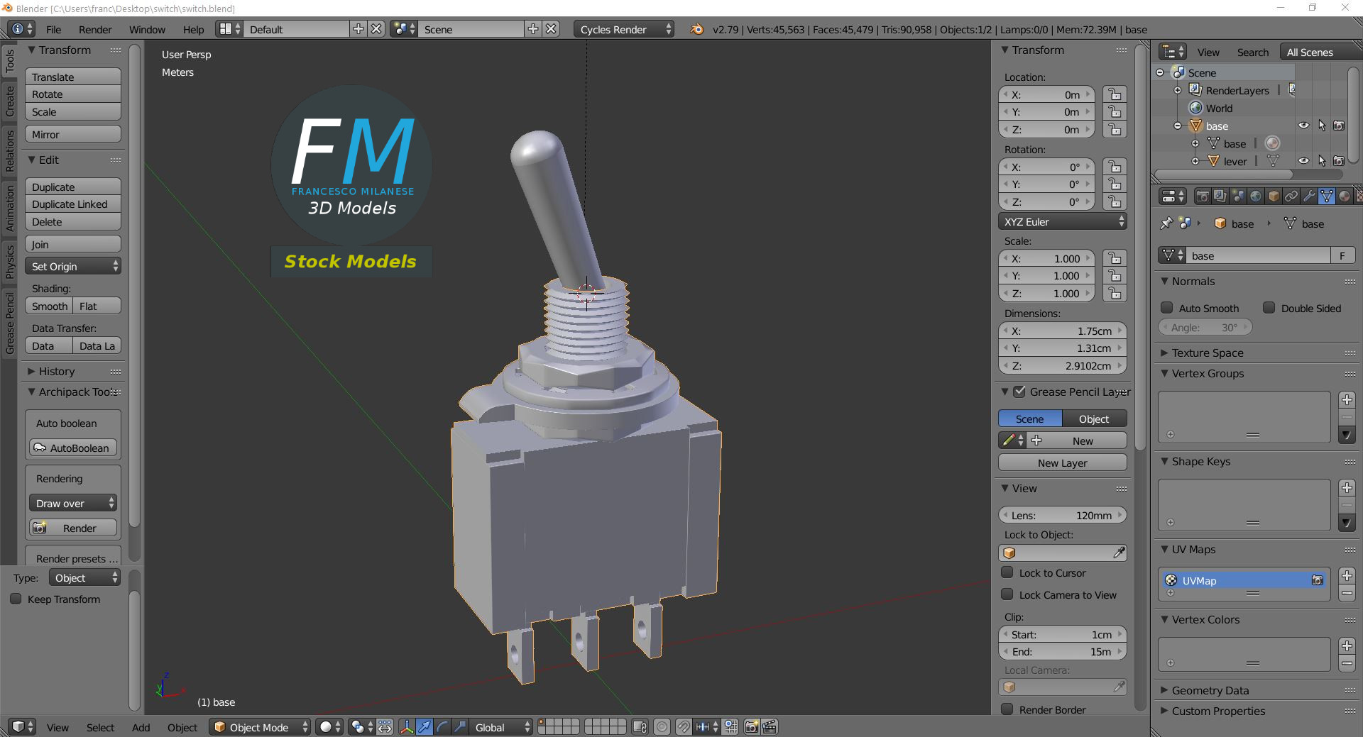 3D-Modell - Kippschalter - 09