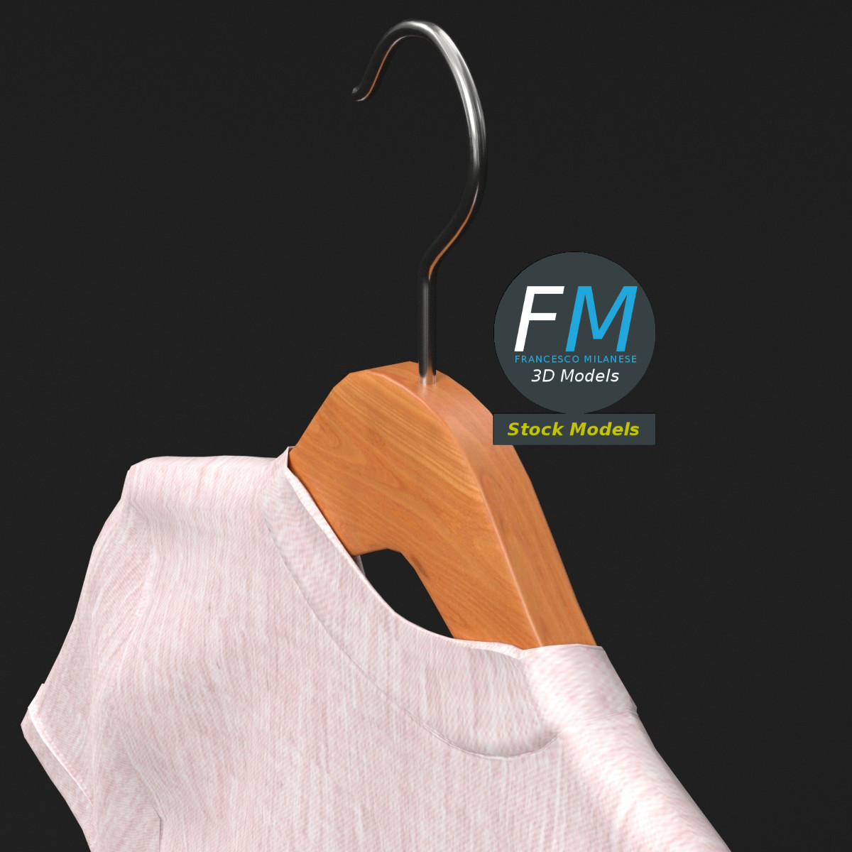 3D-Modell - T-Shirt auf Kleiderbügel - 05
