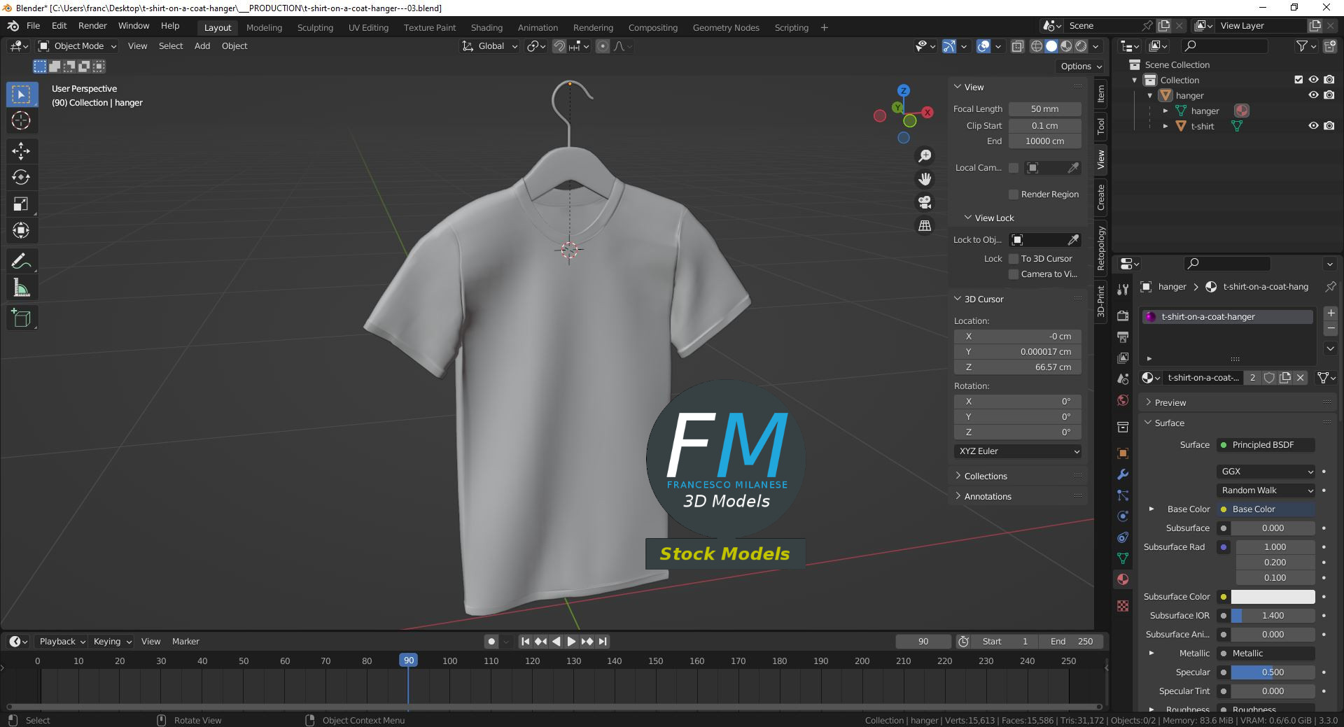 3D-Modell - T-Shirt auf Kleiderbügel - 09