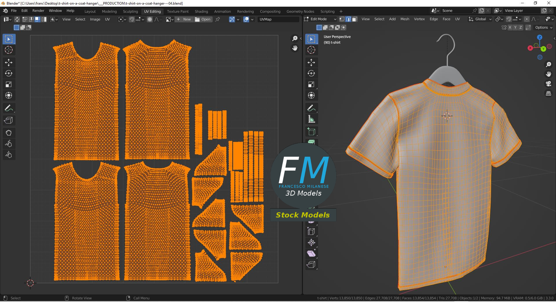 3D-Modell - T-Shirt auf Kleiderbügel - 10