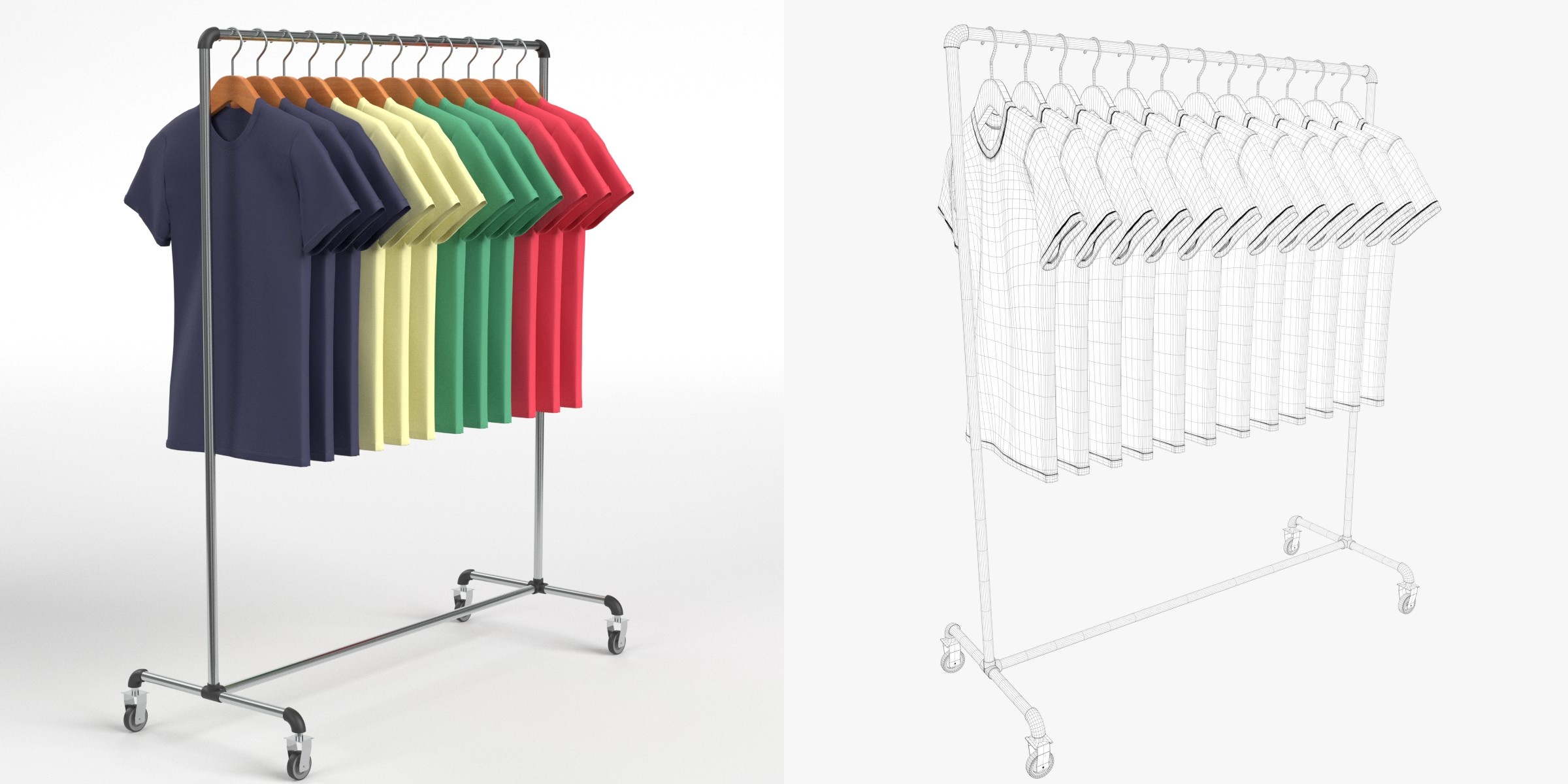 3D-Modell - T-Shirts auf Kleiderständer