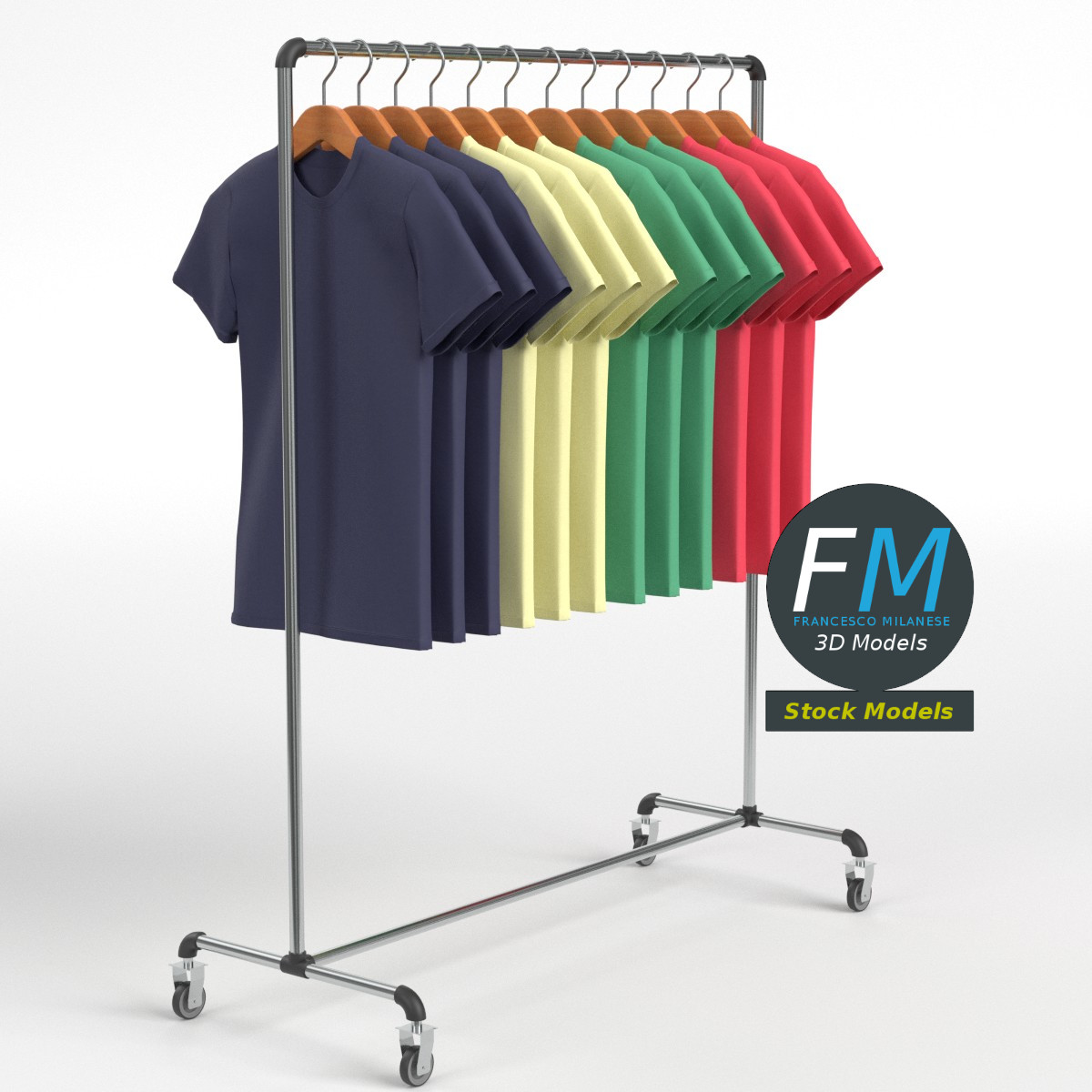 3D-Modell - T-Shirts auf Kleiderständer - 01
