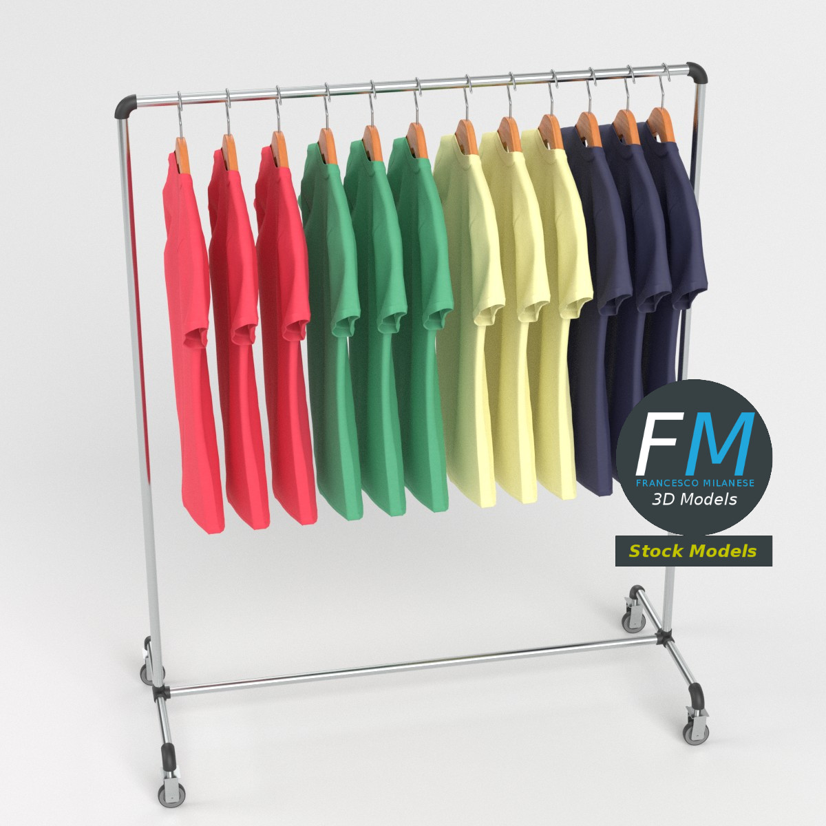 3D-Modell - T-Shirts auf Kleiderständer - 02