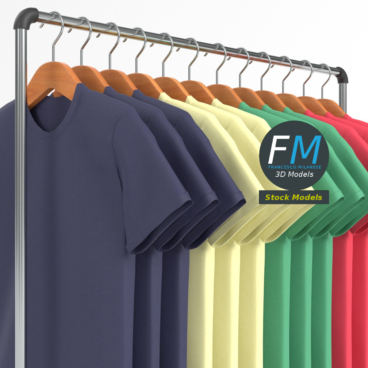 3D-Modell - T-Shirts auf Kleiderständer - 03