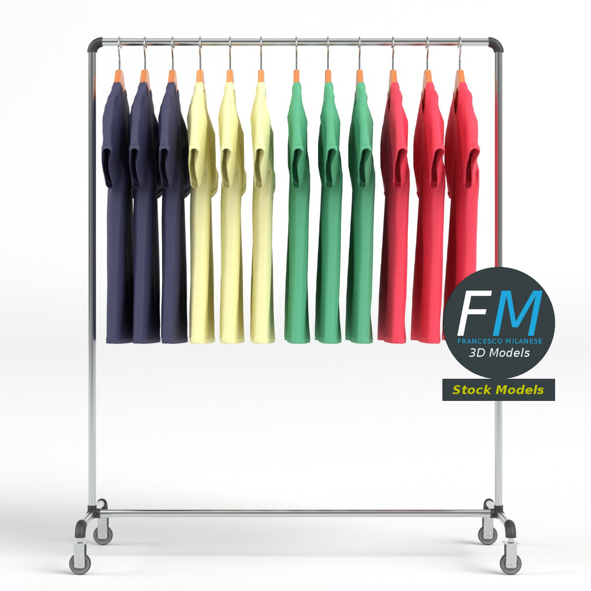 3D-Modell - T-Shirts auf Kleiderständer - 04