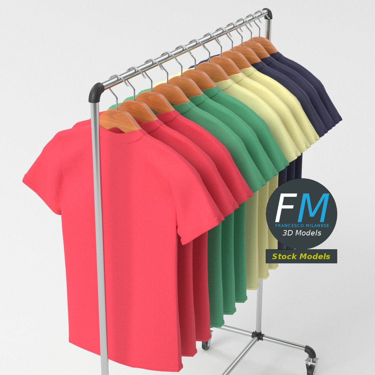 3D-Modell - T-Shirts auf Kleiderständer - 05
