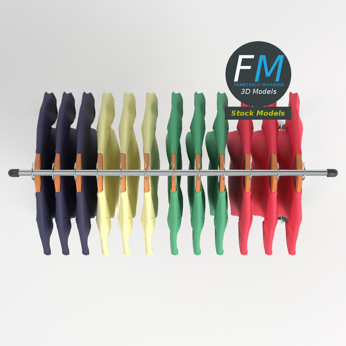 3D-Modell - T-Shirts auf Kleiderständer - 06