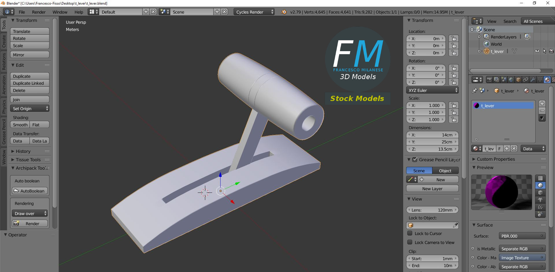 3D-Modell - T-Hebel - 09