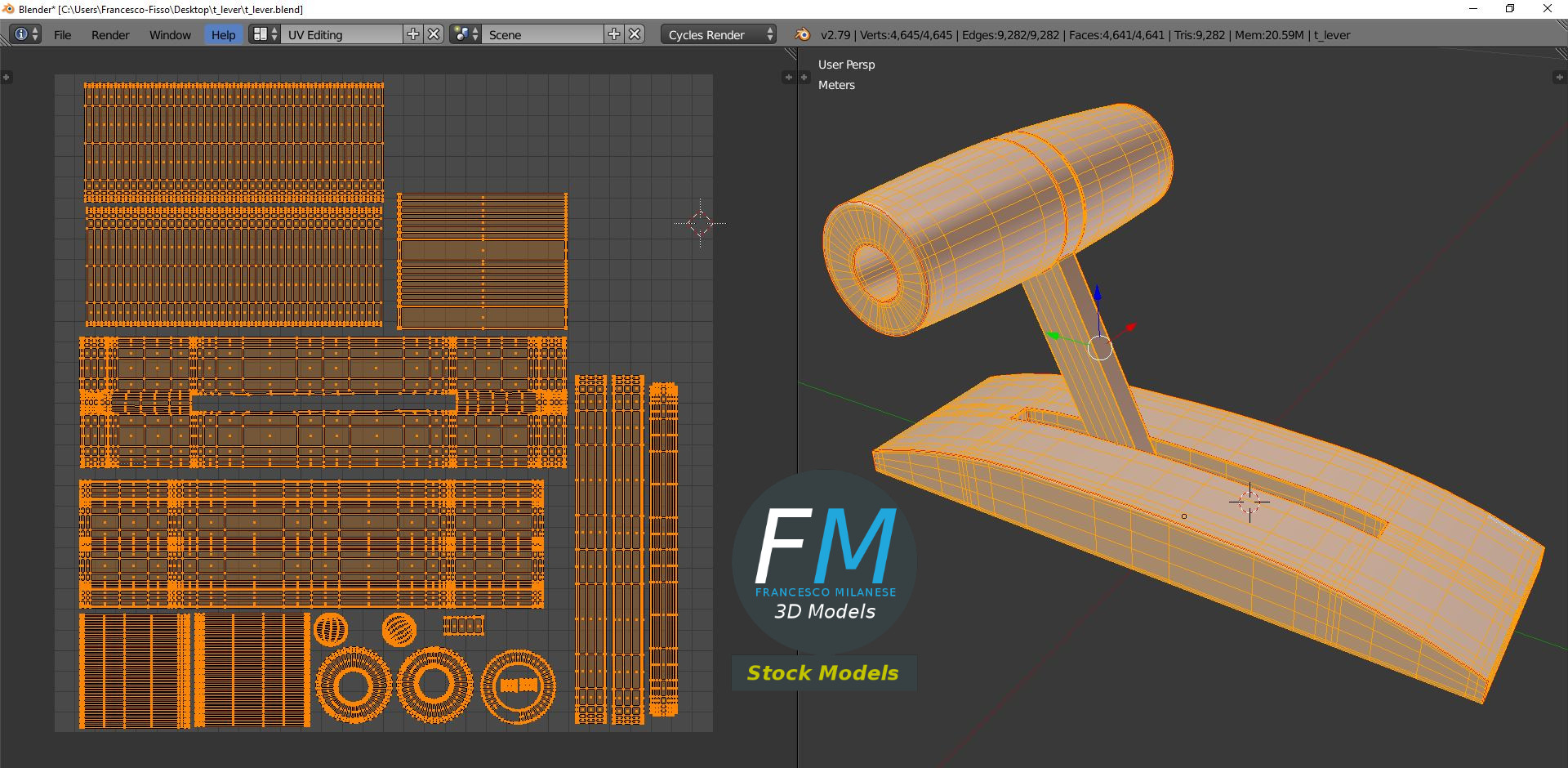 3D-Modell - T-Hebel - 10