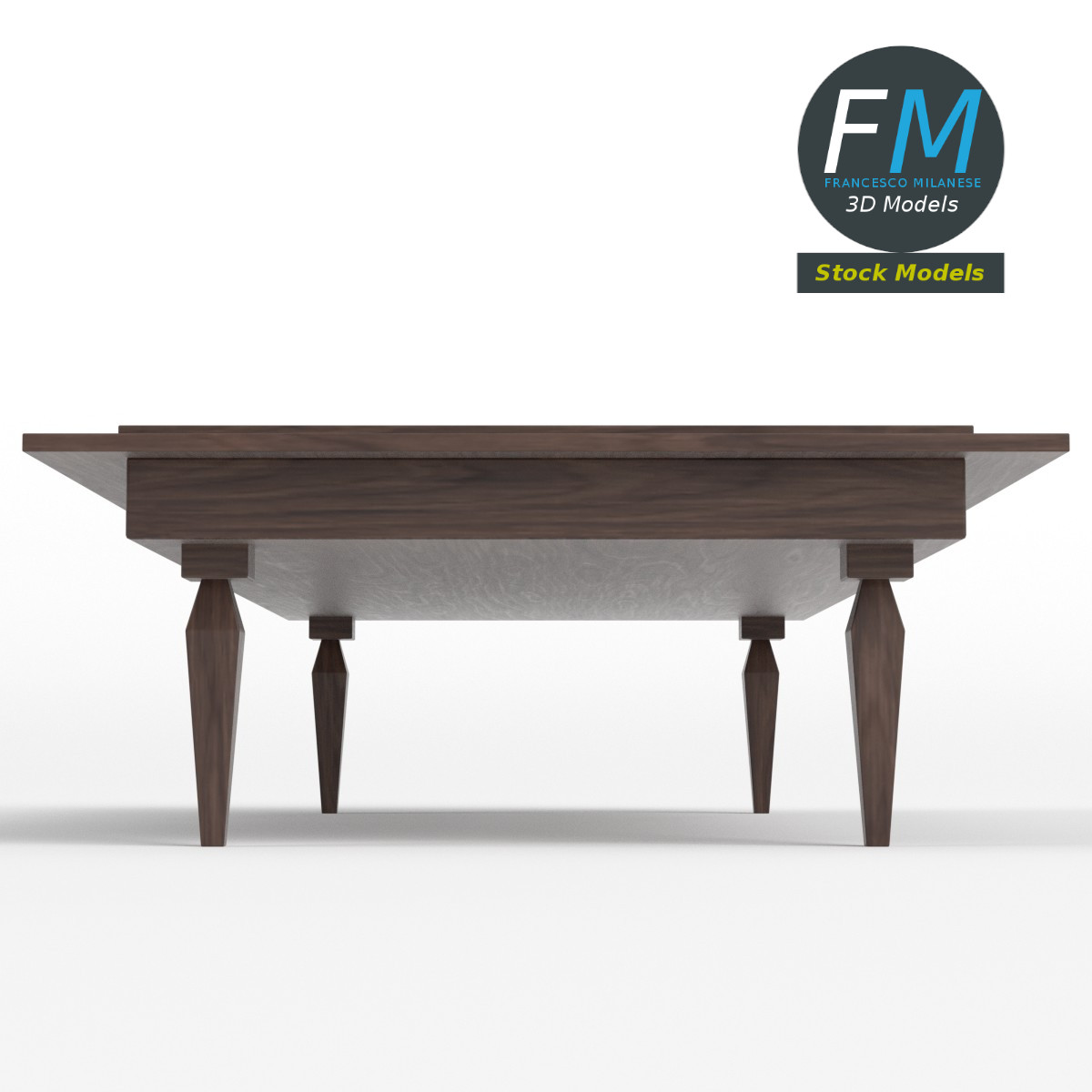 3D-Modell - Rechteckiger Holztisch - 04