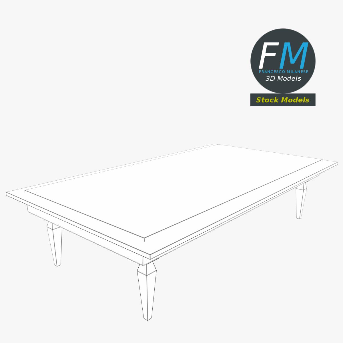 3D-Modell - Rechteckiger Holztisch - 07