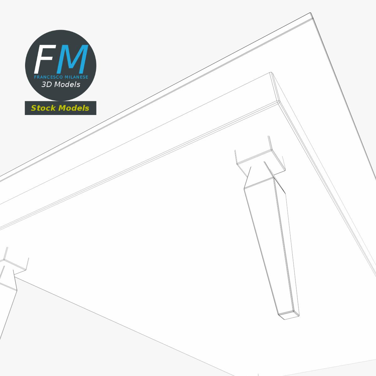 3D-Modell - Rechteckiger Holztisch - 08