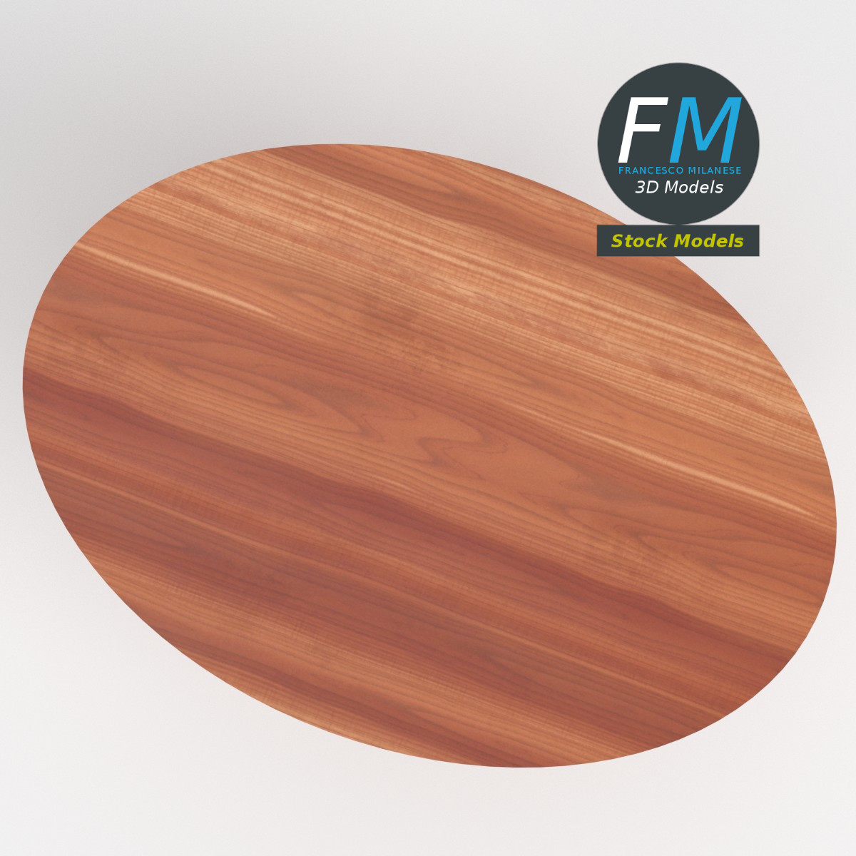 3D-Modell - Ovaler Holztisch mit Gittergestell - 06